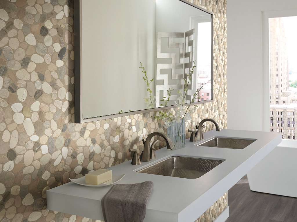 Brookstone Flat Mosaic Tile & Stone - Harmony Warm Blend Room Scene Image