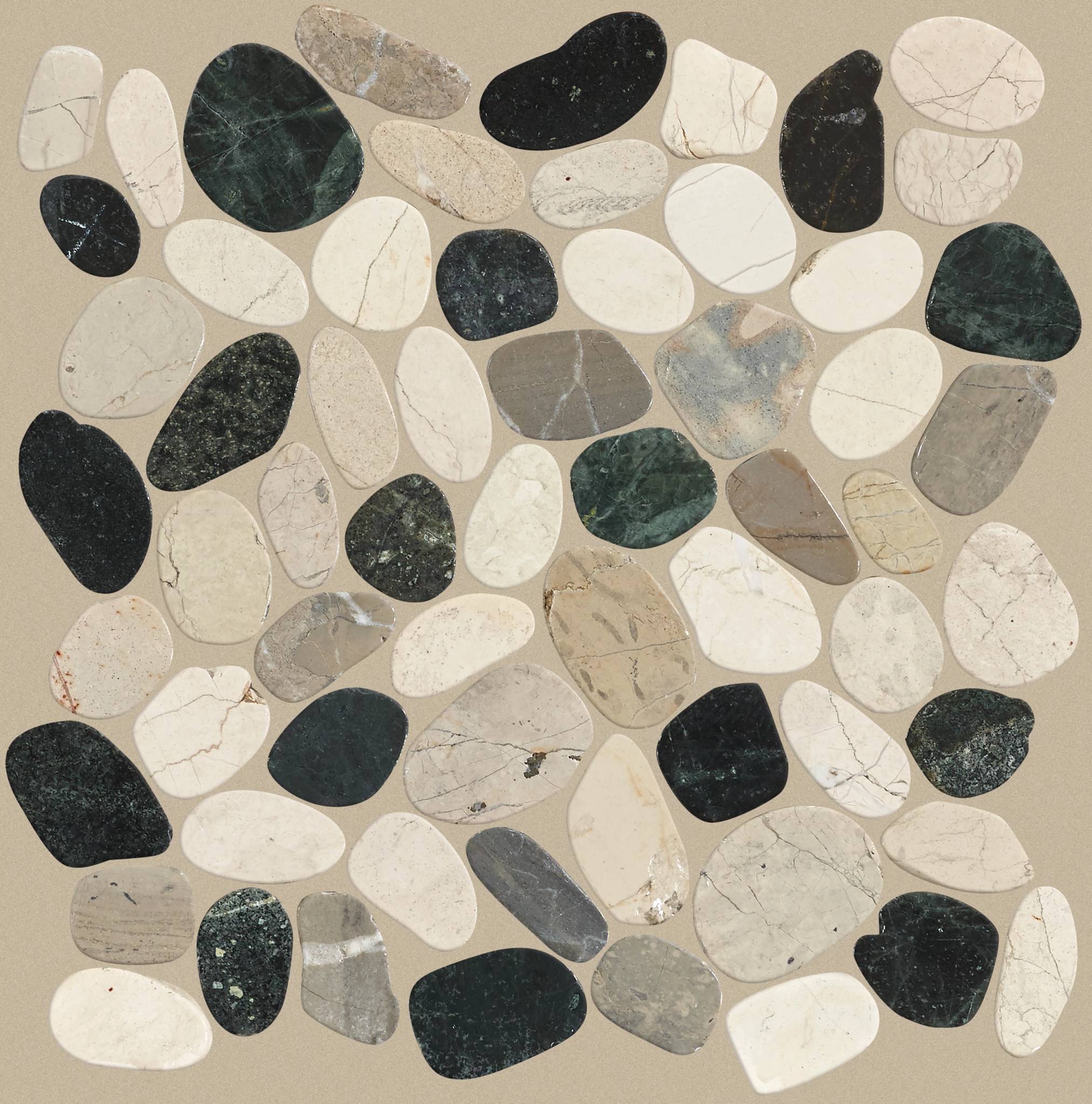 Style Brookstone Flat Mosaic Tile & Stone - Tranquil Cool Blend Swatch