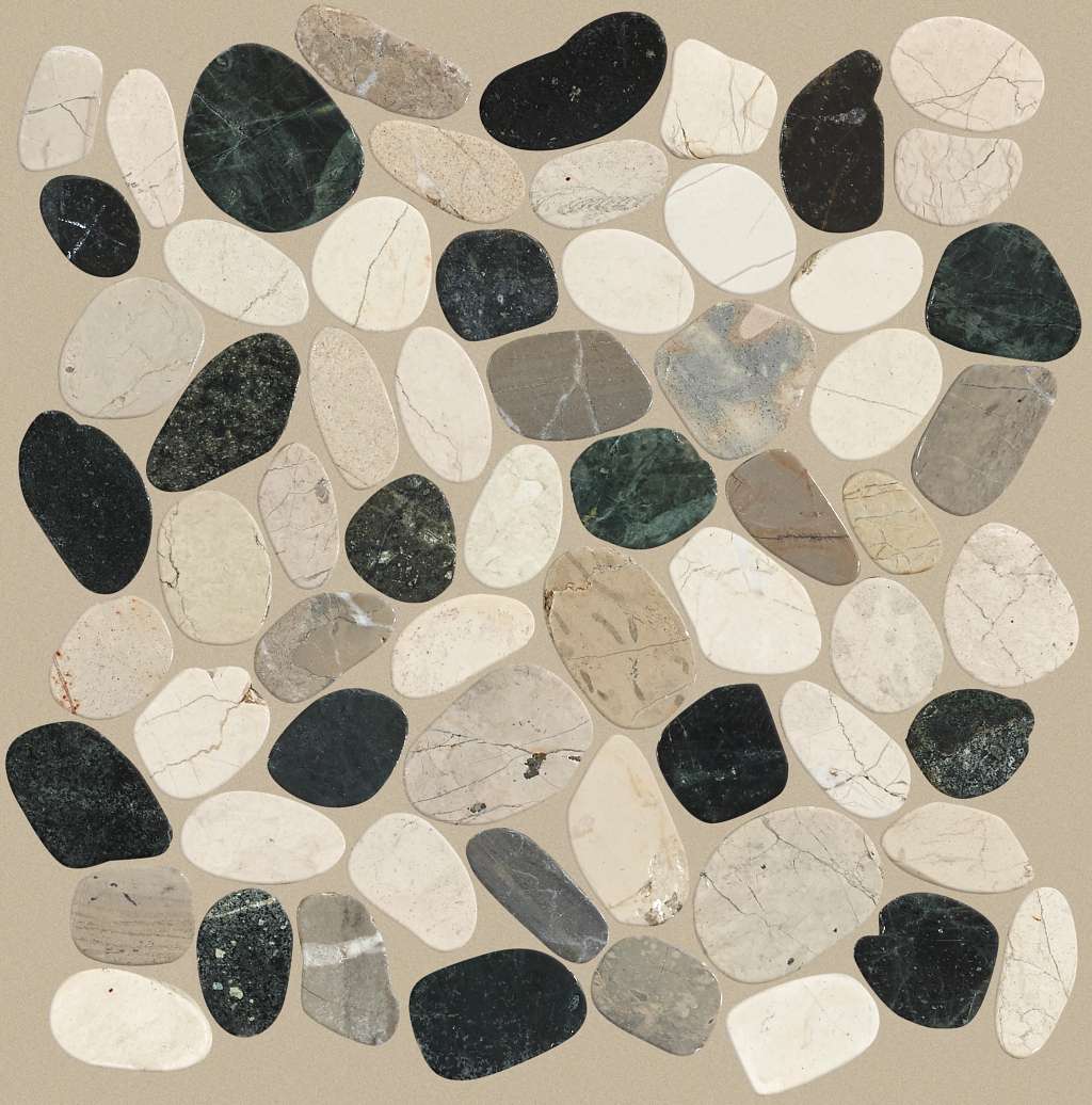 Brookstone Flat Mosaic Tile & Stone - Tranquil Cool Blend Swatch Image