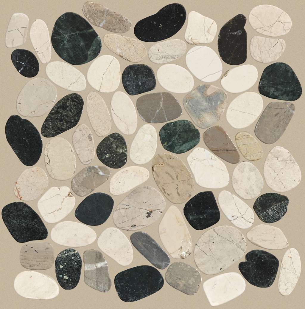 Brookstone Flat Mosaic Tile & Stone - Tranquil Cool Blend  Swatch Image 