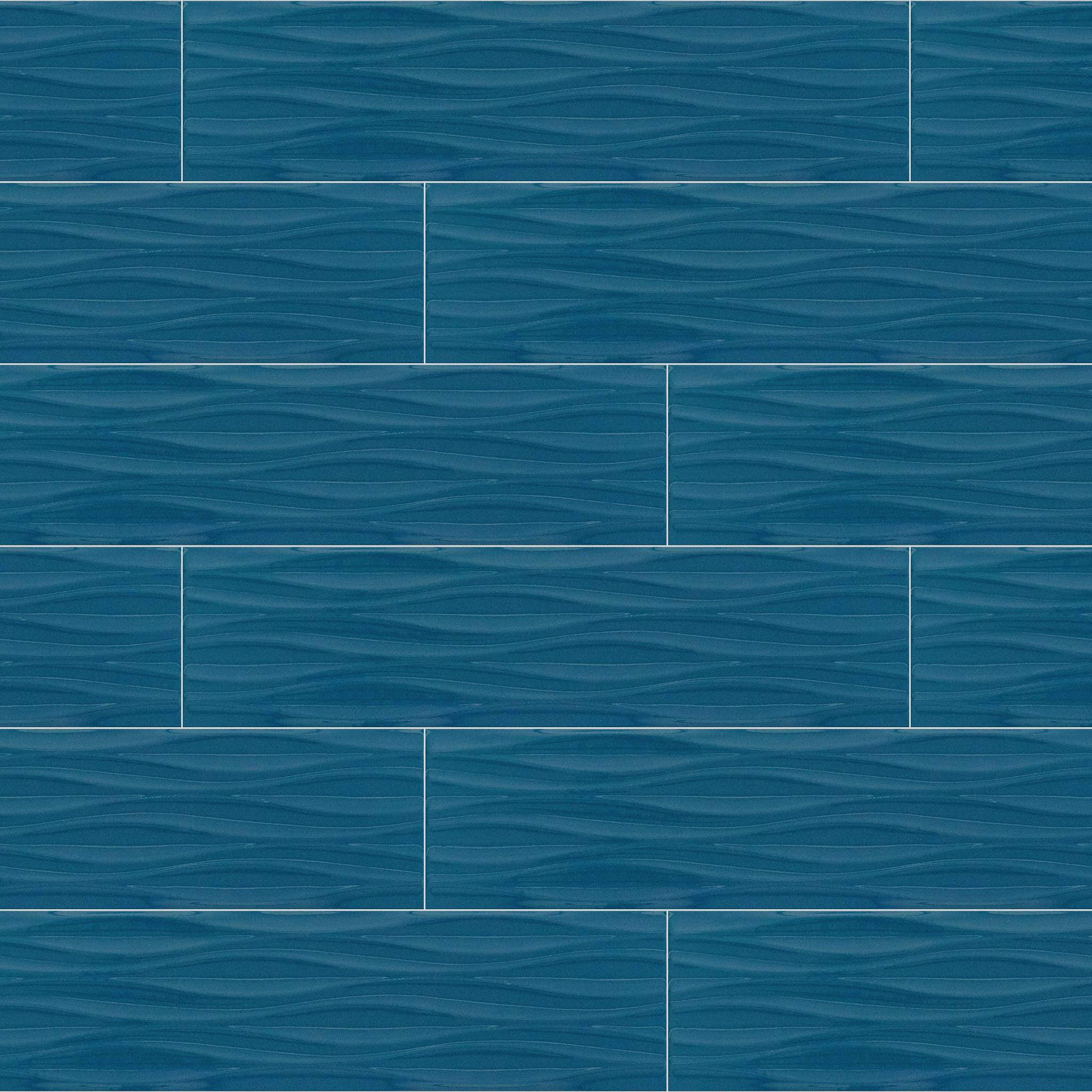 Style Lane Ave Wave 4x16 Tile & Stone - Deep Sea Swatch