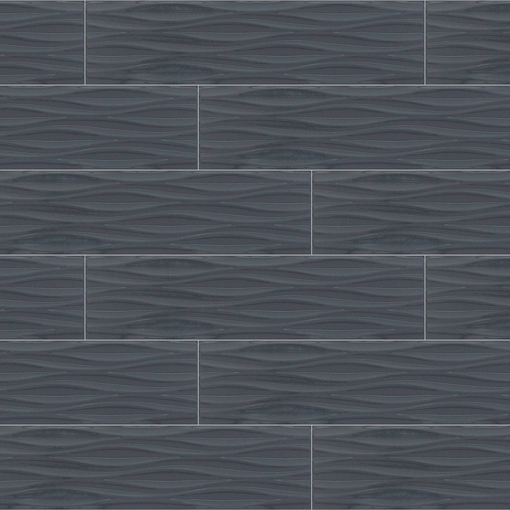 Style Lane Ave Wave 4x16 Tile & Stone - Midnight Swatch