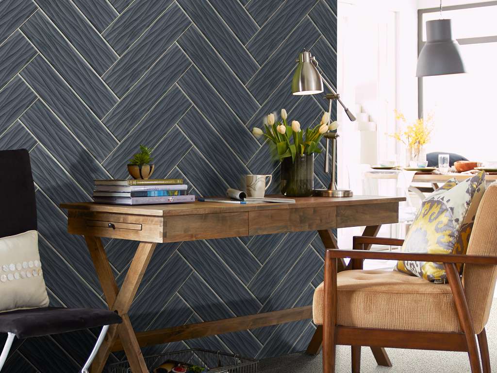 Lane Ave Wave 4x16 Tile & Stone - Midnight Room Scene Image