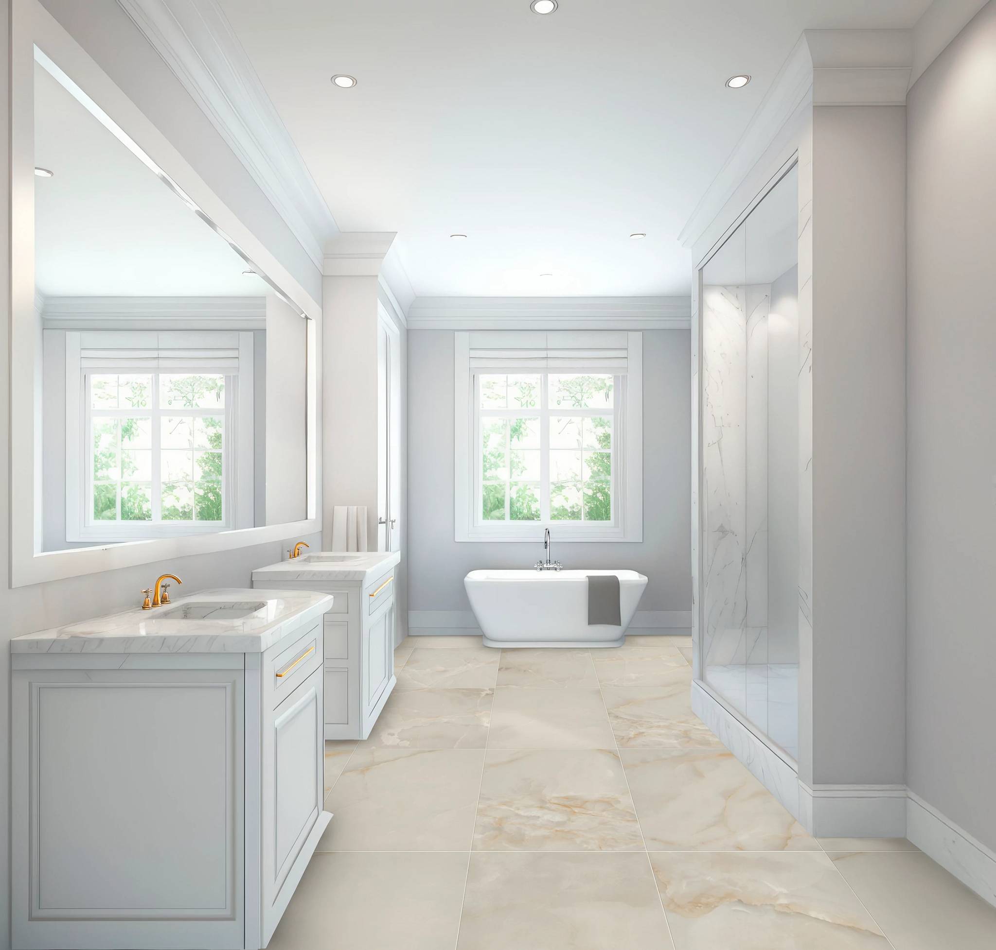 Style - Gemstone 24x24 Matte,  Color - BEIGE - Room Scene