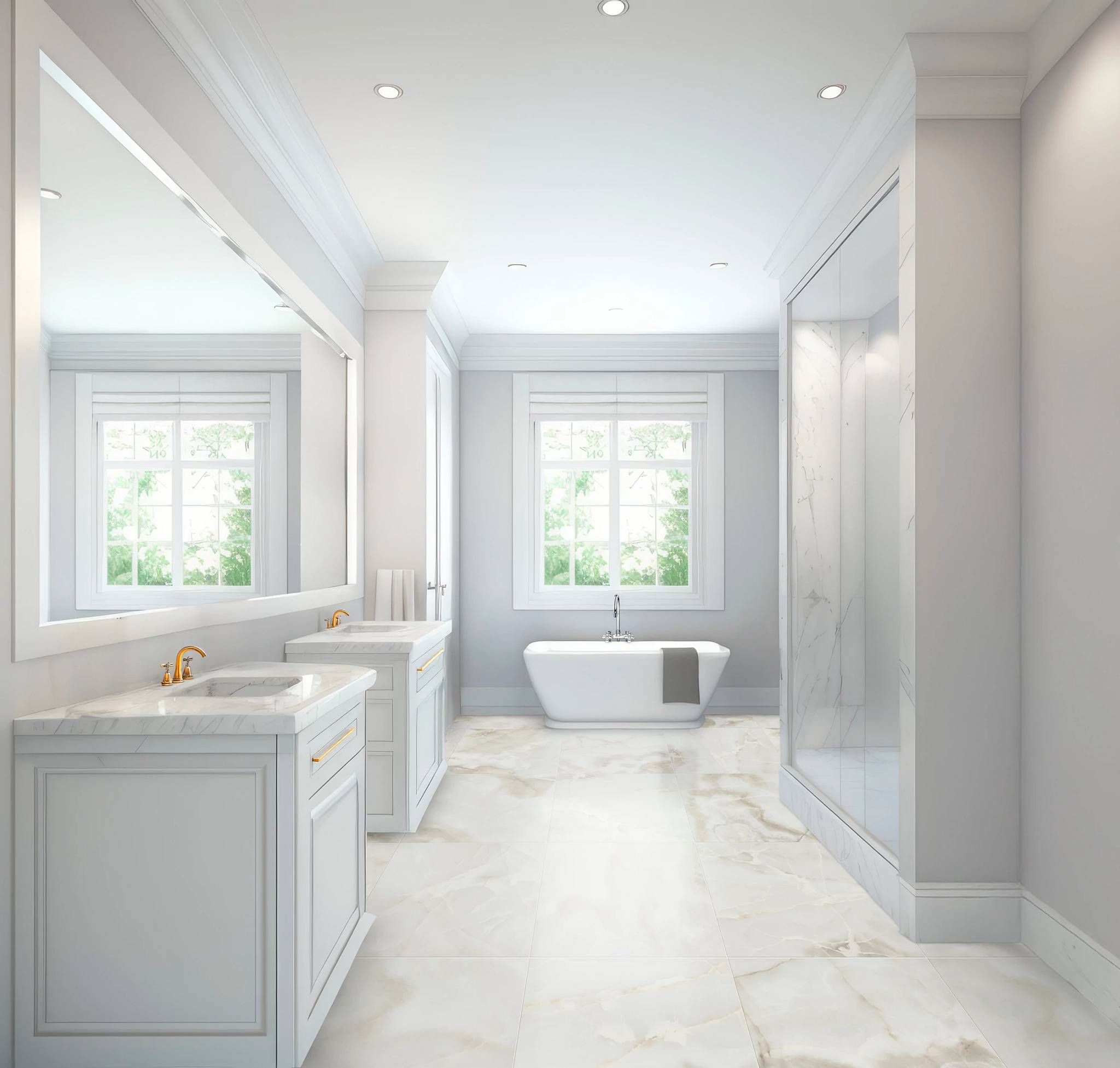 Style - Gemstone 24x24 Polished,  Color - WHITE - Room Scene