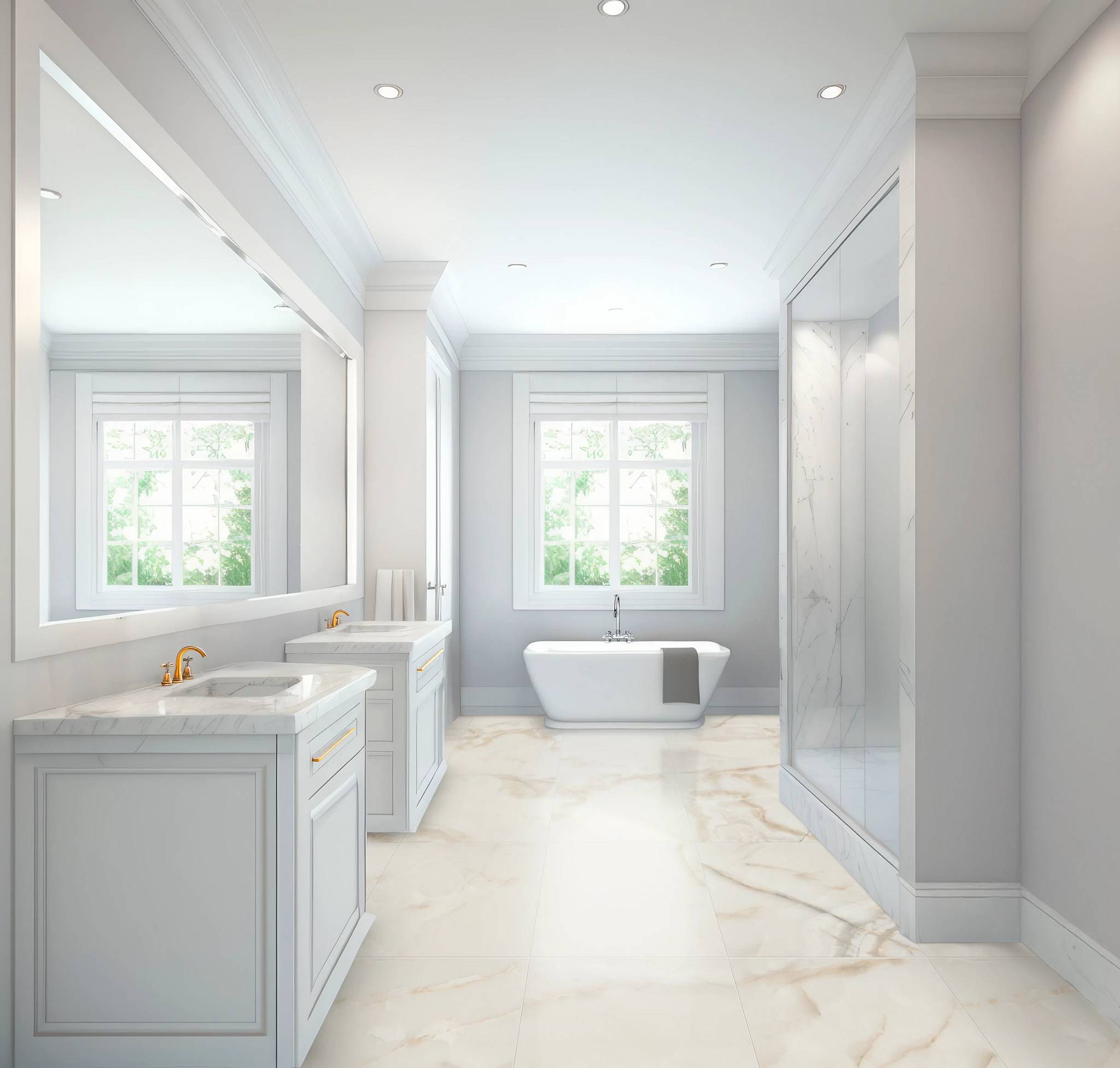 Style - Gemstone 24x24 Polished,  Color - IVORY - Room Scene