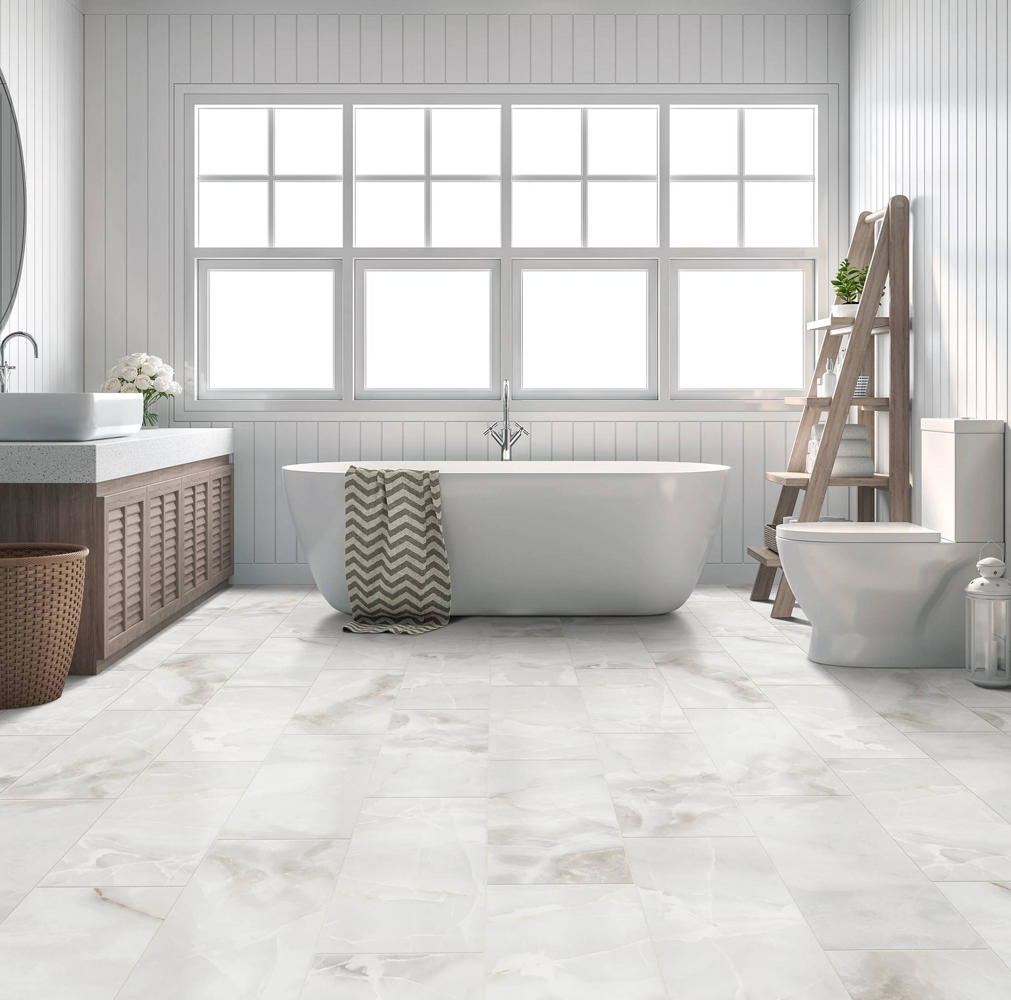 Style - Gemstone 12x24 Matte,  Color - WHITE - Room Scene