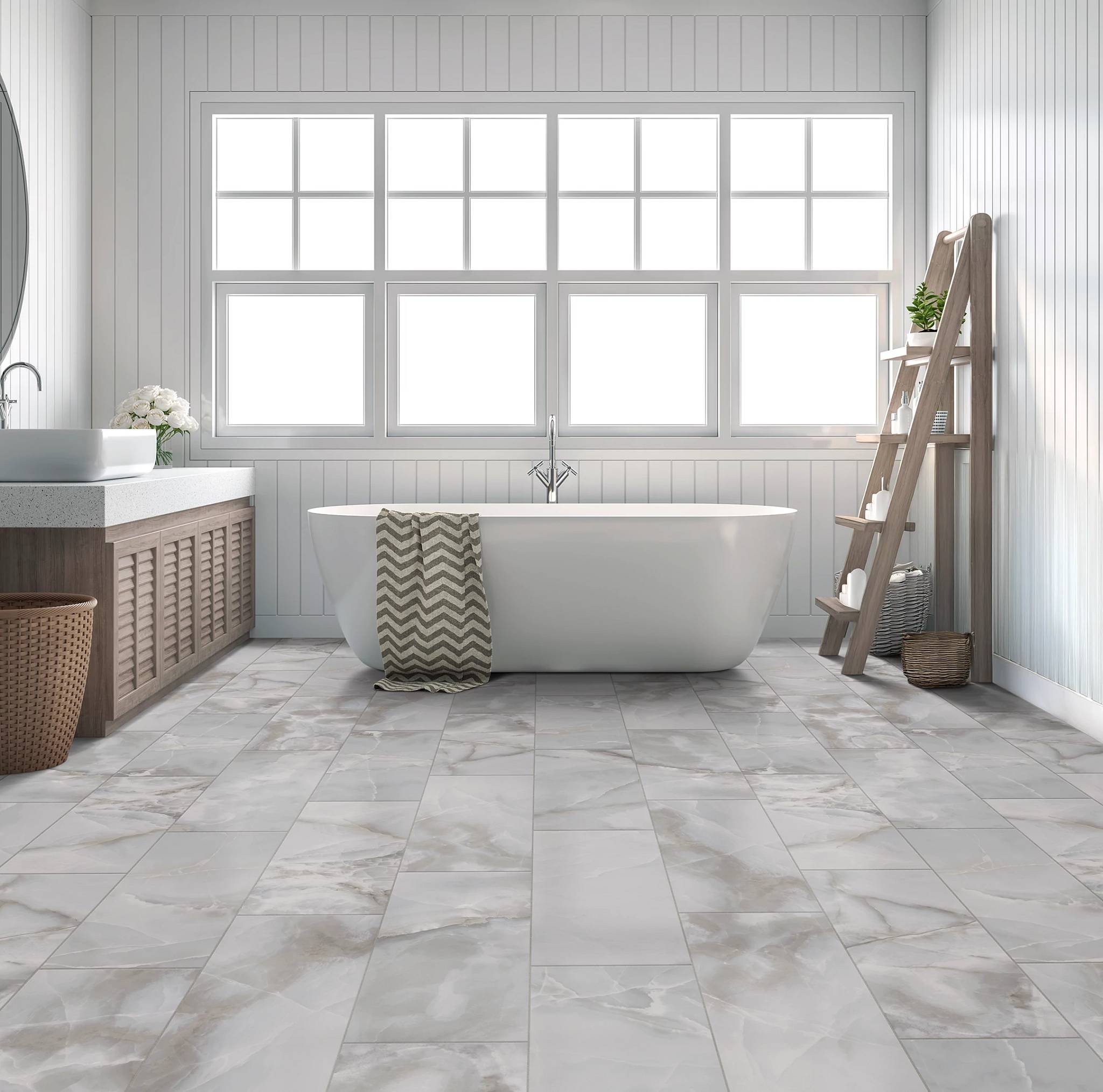 Style - Gemstone 12x24 Matte,  Color - DARK GREY - Room Scene