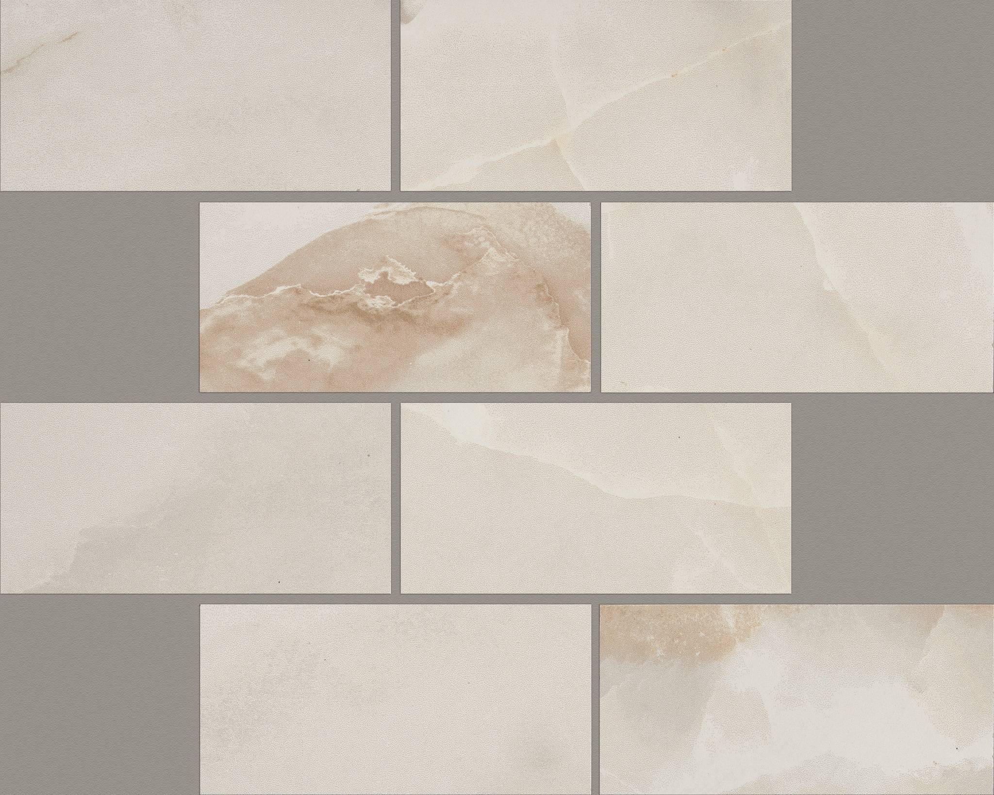 Style Gemstone Brick Mosaic Polished Tile & Stone - Ivory Swatch