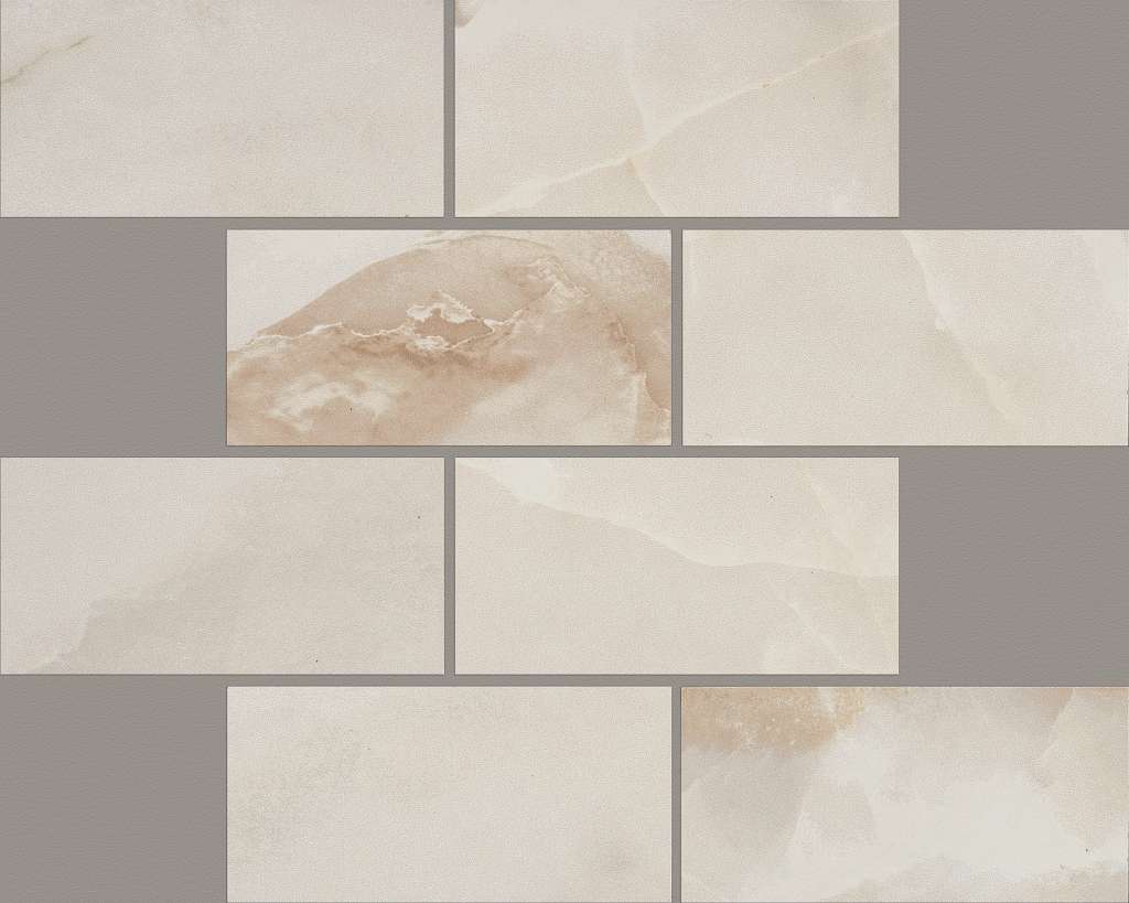 Gemstone Brick Mosaic Polished Tile & Stone - Ivory  Swatch Image 