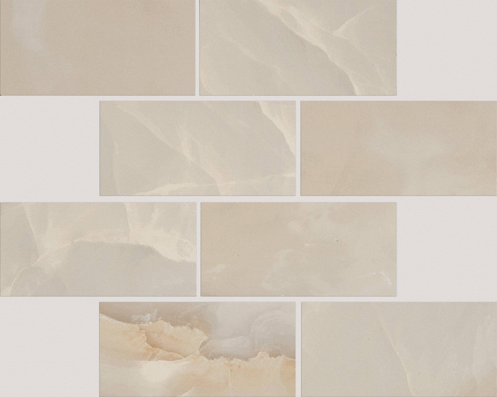 Style Gemstone Brick Mosaic Polished Tile & Stone - Beige Swatch