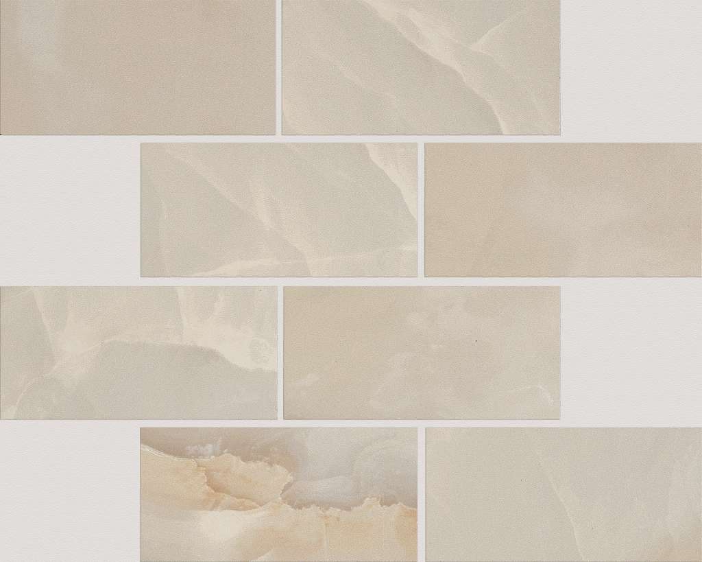Gemstone Brick Mosaic Polished Tile & Stone - Beige  Swatch Image 