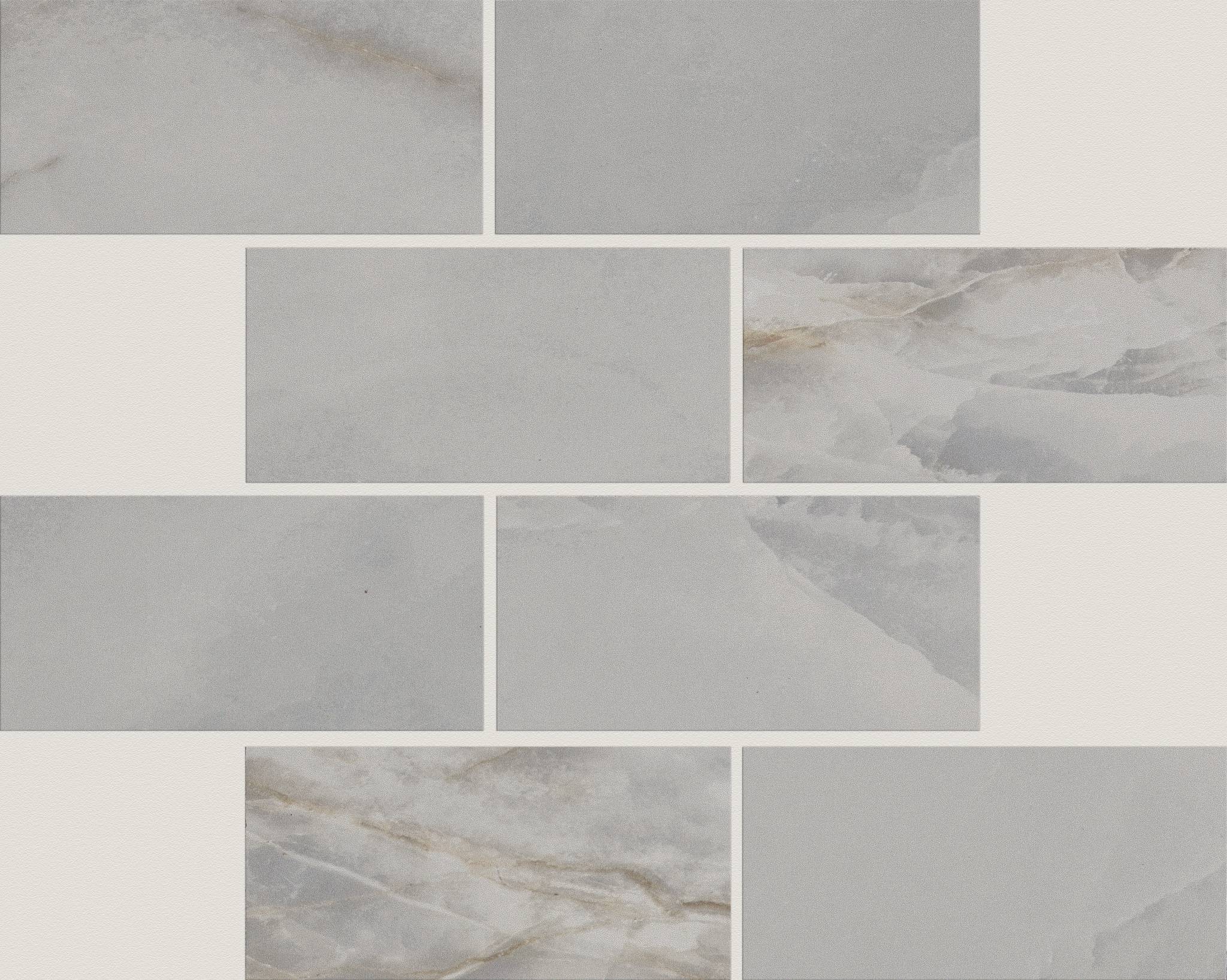 Style Gemstone Brick Mosaic Polished Tile & Stone - Dark Grey Swatch