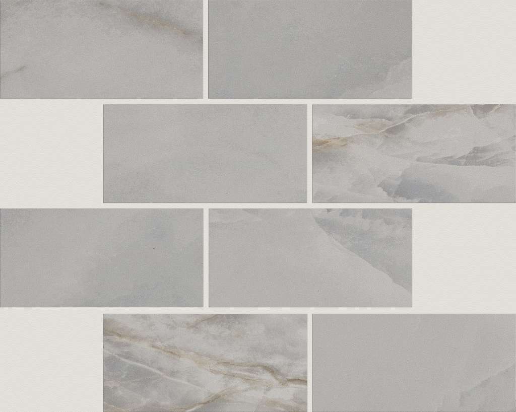 Gemstone Brick Mosaic Polished Tile & Stone - Dark Grey  Swatch Image 