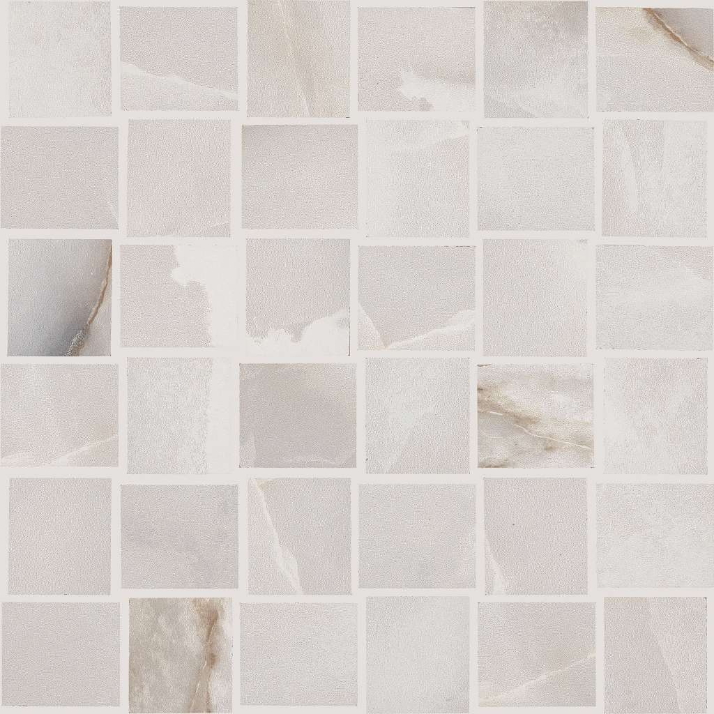 Gemstone Basketweave Mosaic Matte Tile & Stone - White  Swatch Image 