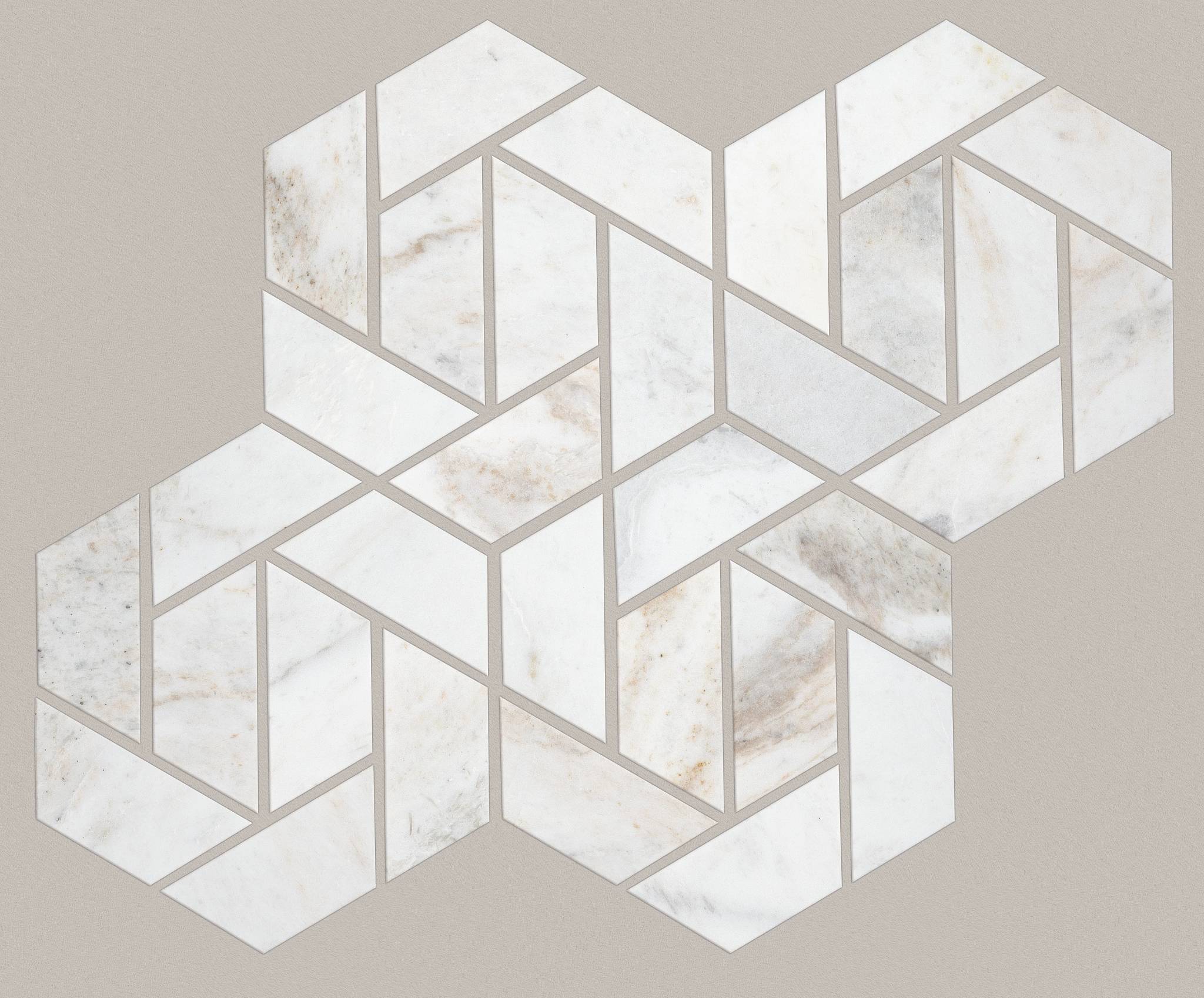 Style Chateau Double Hexagon Mosaic Tile & Stone - Cashmere White Swatch