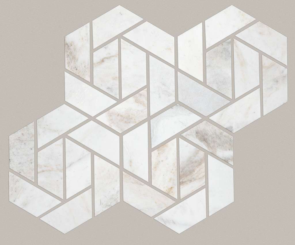 Chateau Double Hexagon Mosaic Tile & Stone - Cashmere White  Swatch Image 