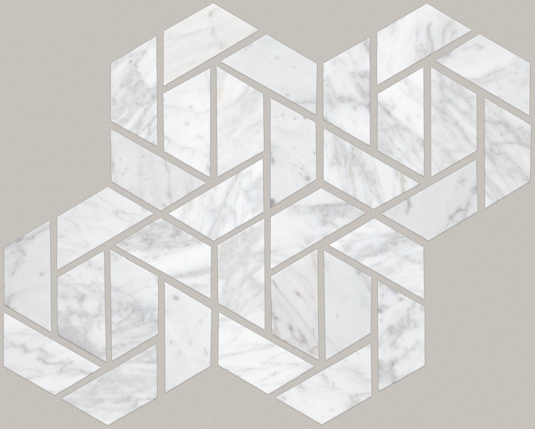 Style Chateau Double Hexagon Mosaic Tile & Stone - Bianco Carrara Swatch