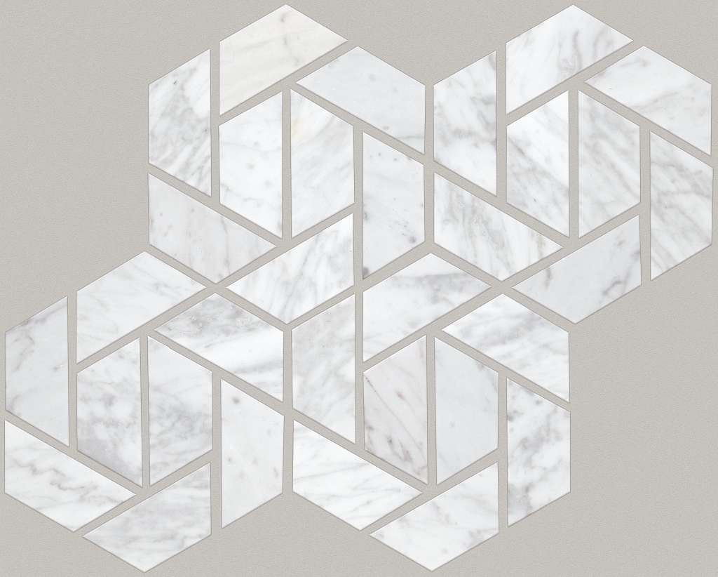 Chateau Double Hexagon Mosaic Tile & Stone - Bianco Carrara  Swatch Image 