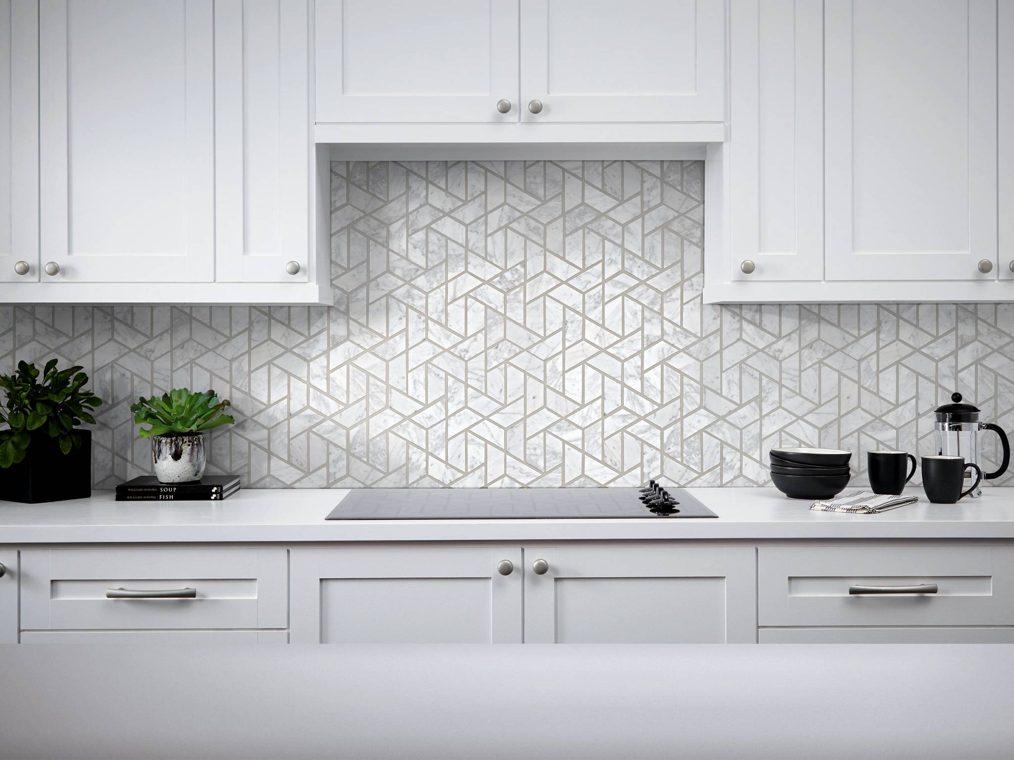 Style - Chateau Double Hexagon Mosaic,  Color - BIANCO CARRARA - Room Scene