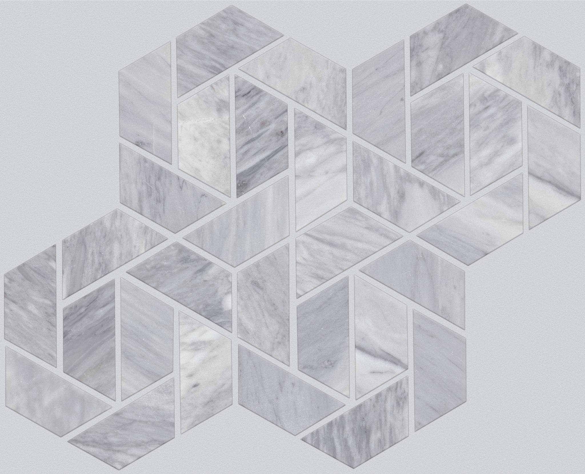 Style Chateau Double Hexagon Mosaic Tile & Stone - Bardiglio Cloud Swatch