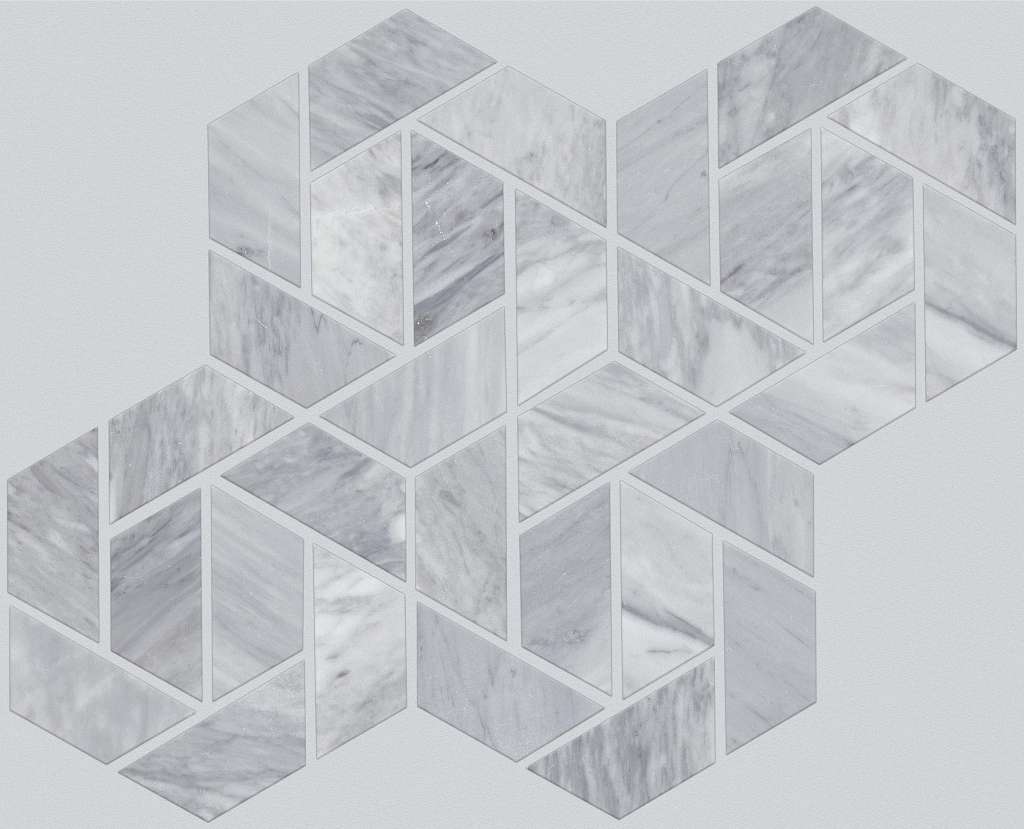 Chateau Double Hexagon Mosaic Tile & Stone - Bardiglio Cloud  Swatch Image 