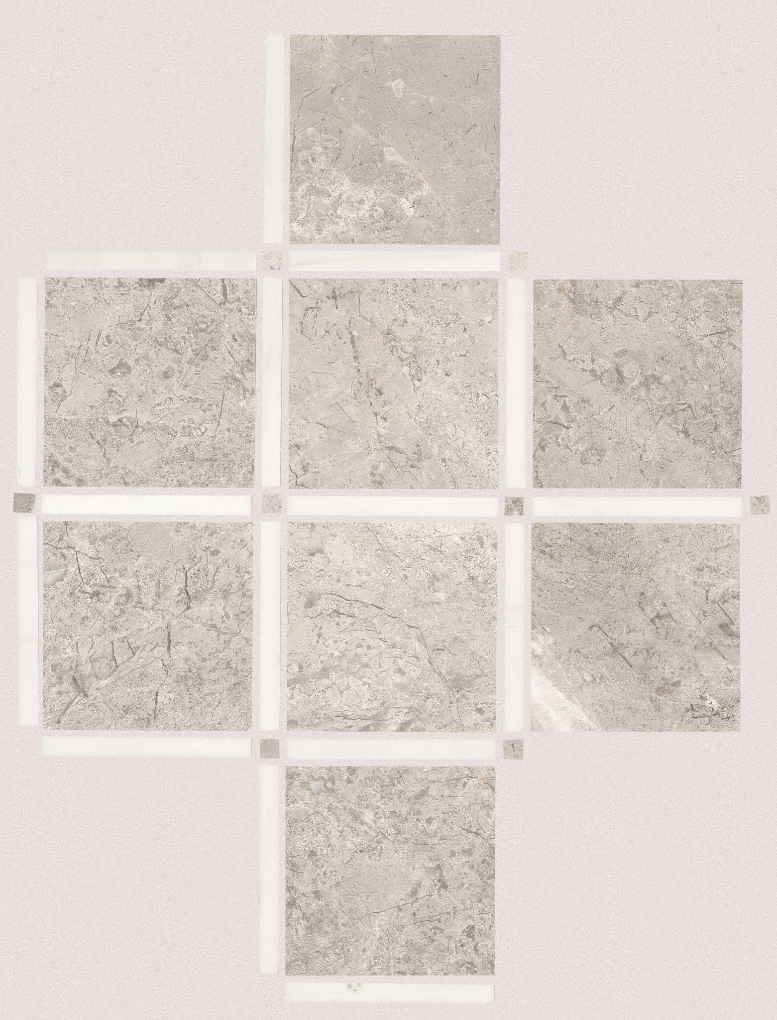 Style Boca Lattice Mosaic Tile & Stone - Grey Ice Swatch