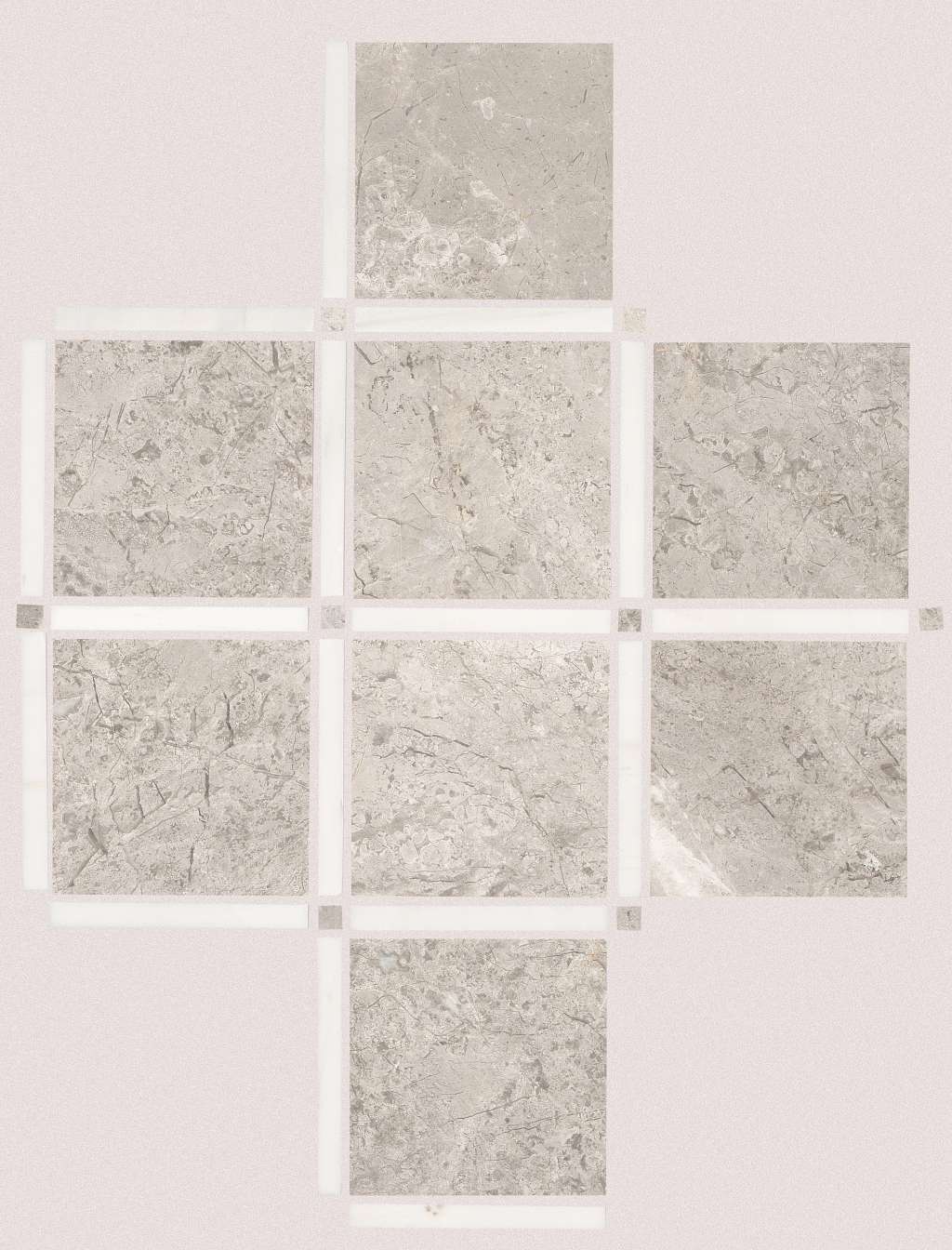 Boca Lattice Mosaic Tile & Stone - Grey Ice  Swatch Image 