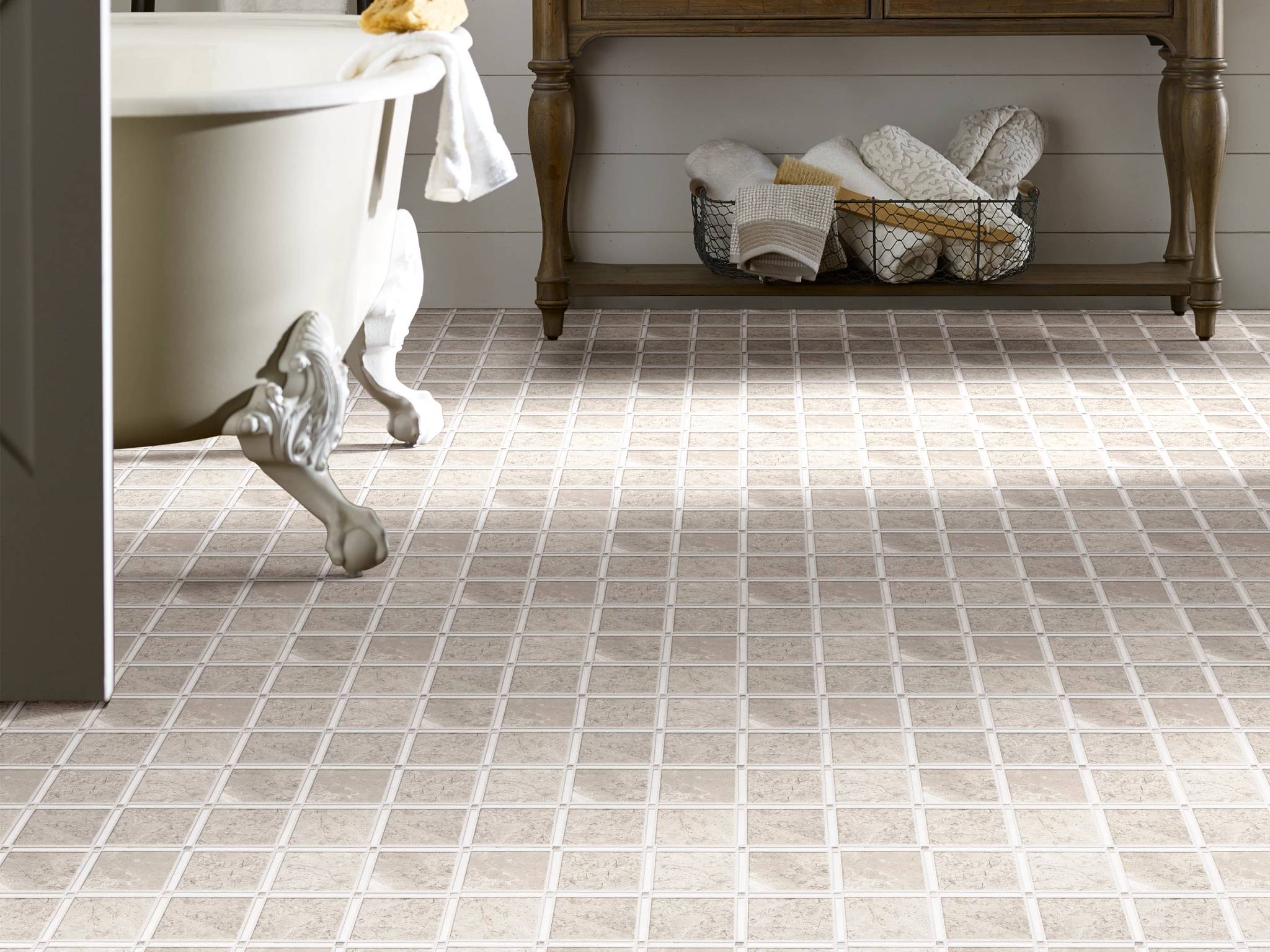 Style - Boca Lattice Mosaic,  Color - GREY ICE - Room Scene