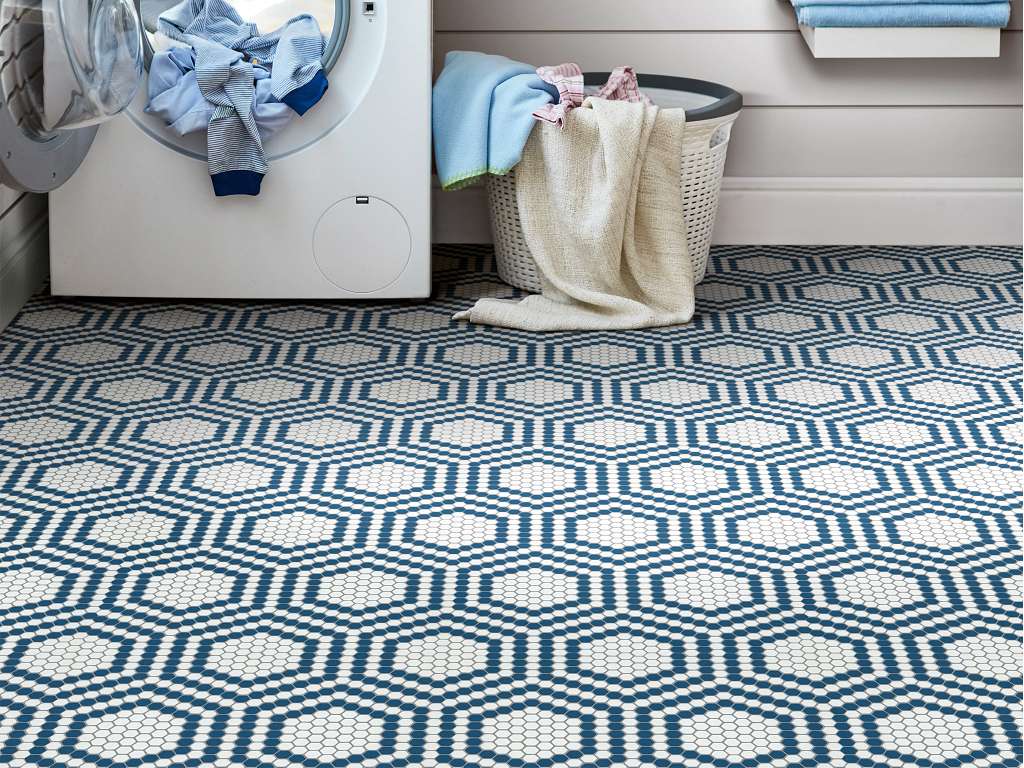 Retro Apiary Tile & Stone - Indigo Room Scene Image