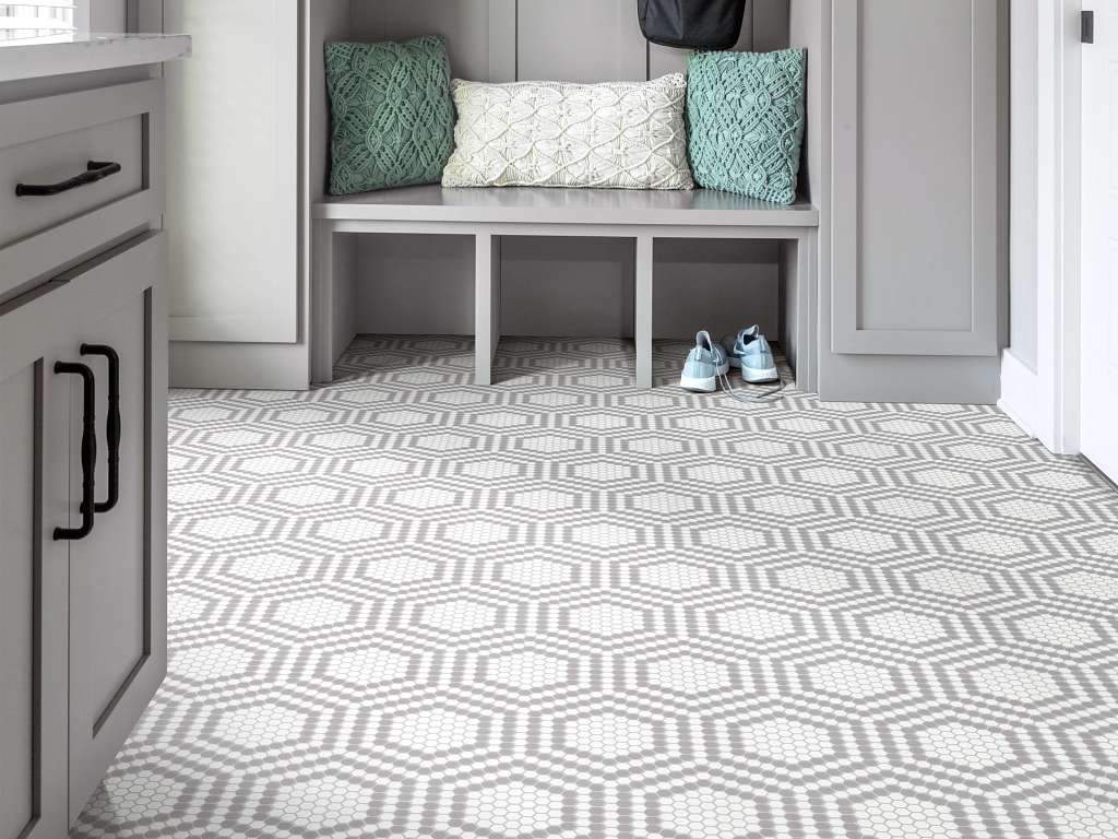 Retro Apiary Tile & Stone - Grey Room Scene Image