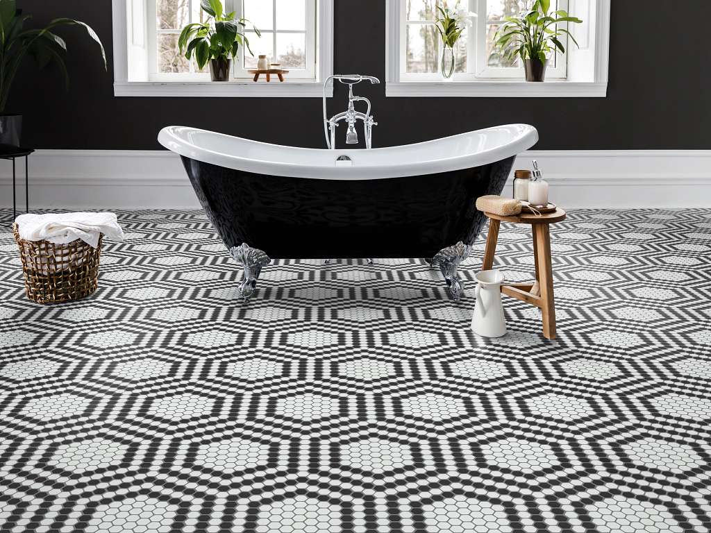Retro Apiary Tile & Stone - Black Room Scene Image