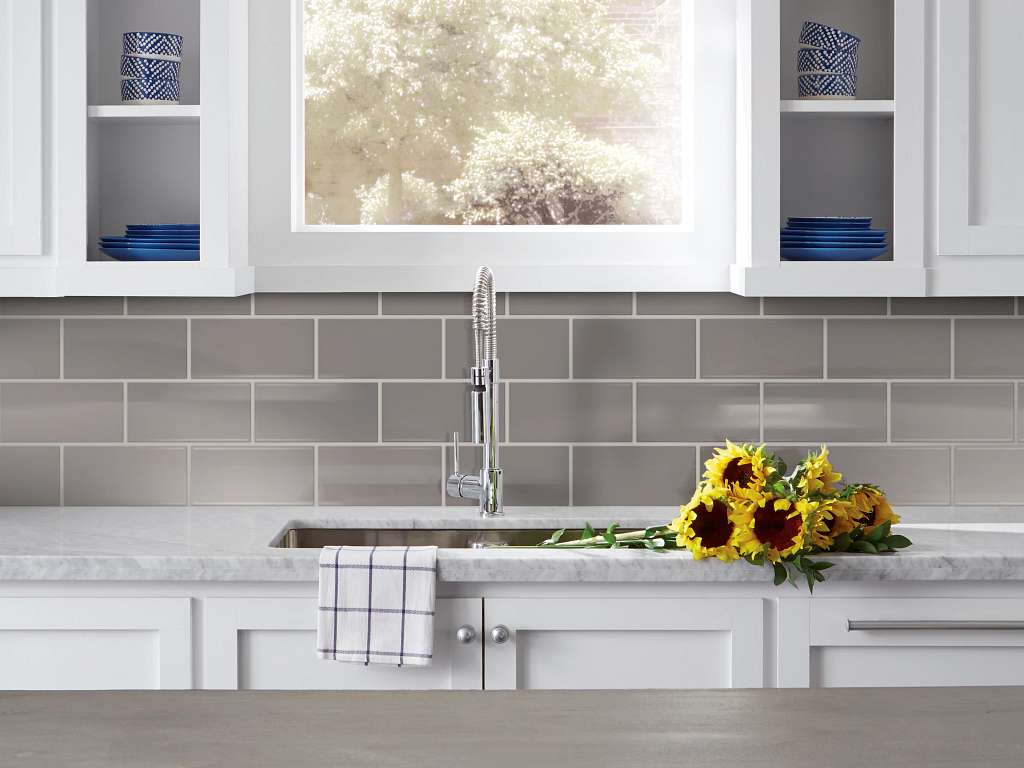 Grandeur 3x6 Gloss Tile & Stone - Taupe Room Scene Image