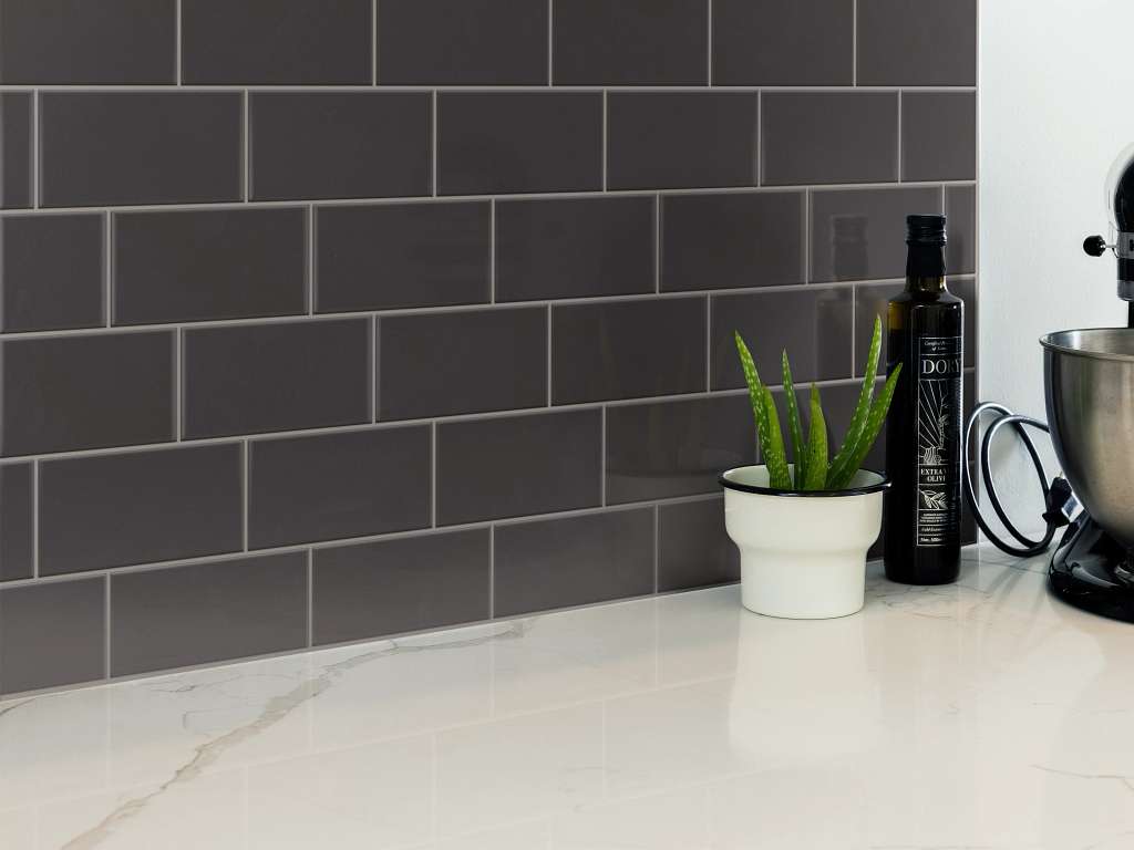 Grandeur 3x6 Gloss Tile & Stone - Carbon Room Scene Image