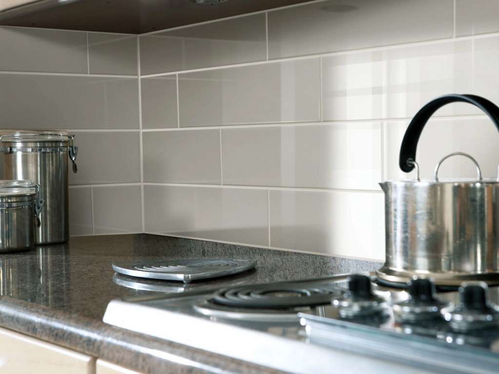 Grandeur 4x16 Gloss Tile & Stone - Warm Grey Room Scene Image