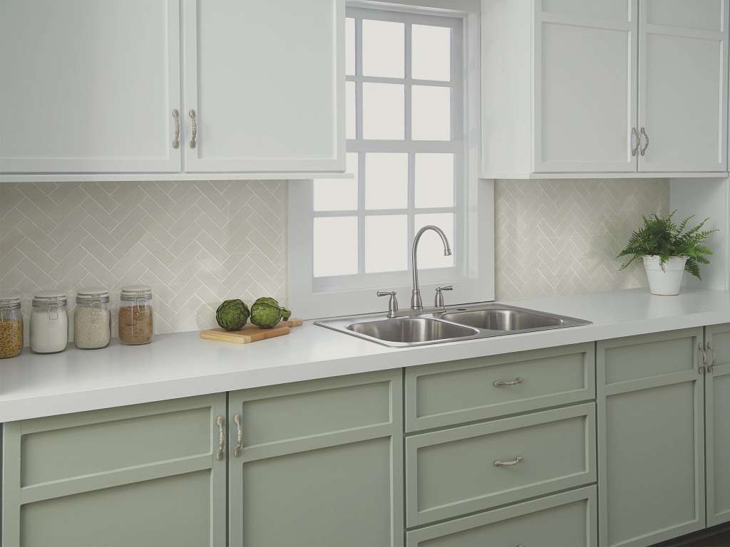 Grandeur Herringbone Gloss Tile & Stone - Sage Room Scene Image