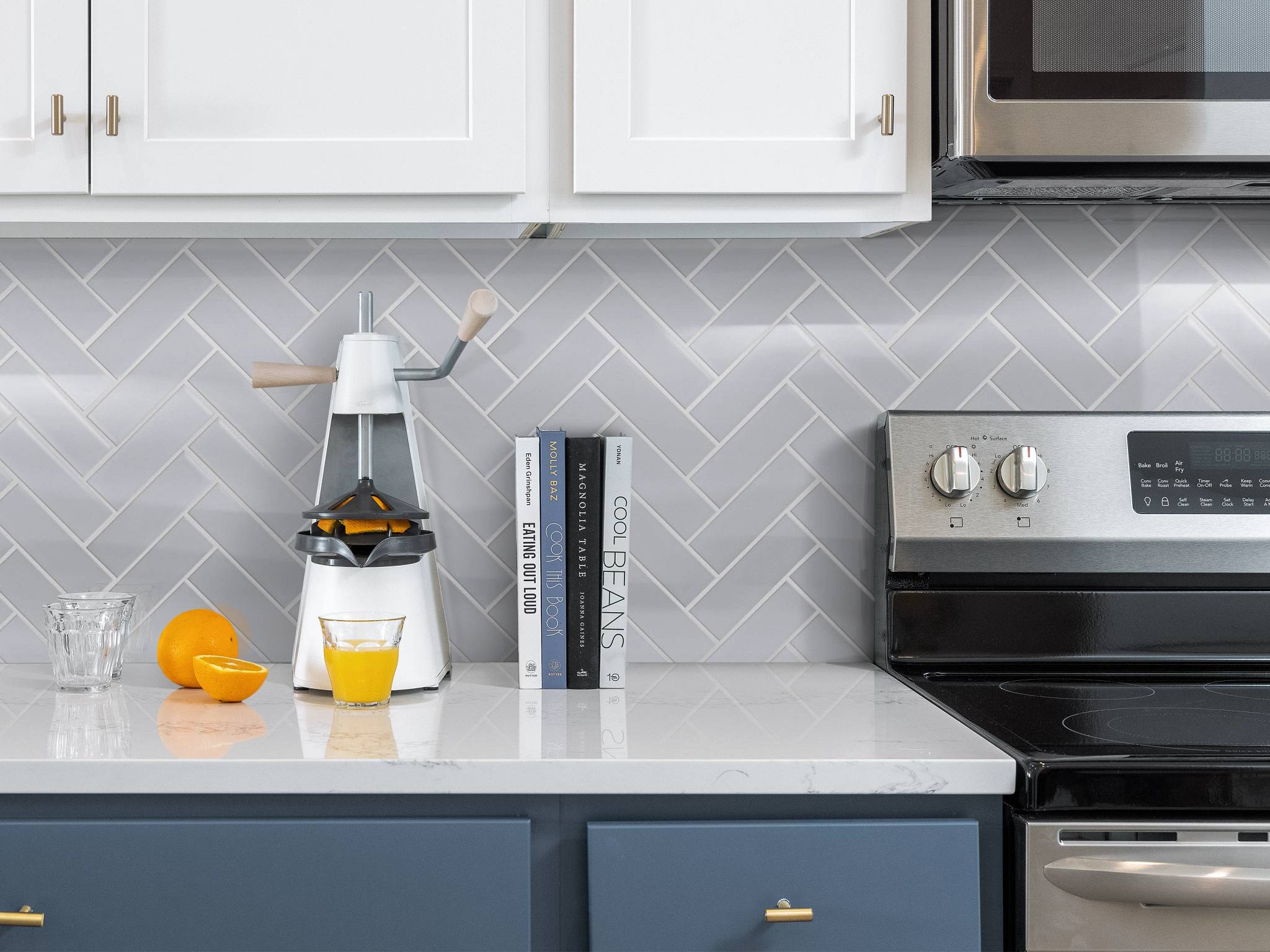 Style - Grandeur Herringbone Gloss,  Color - GLACIER - Room Scene