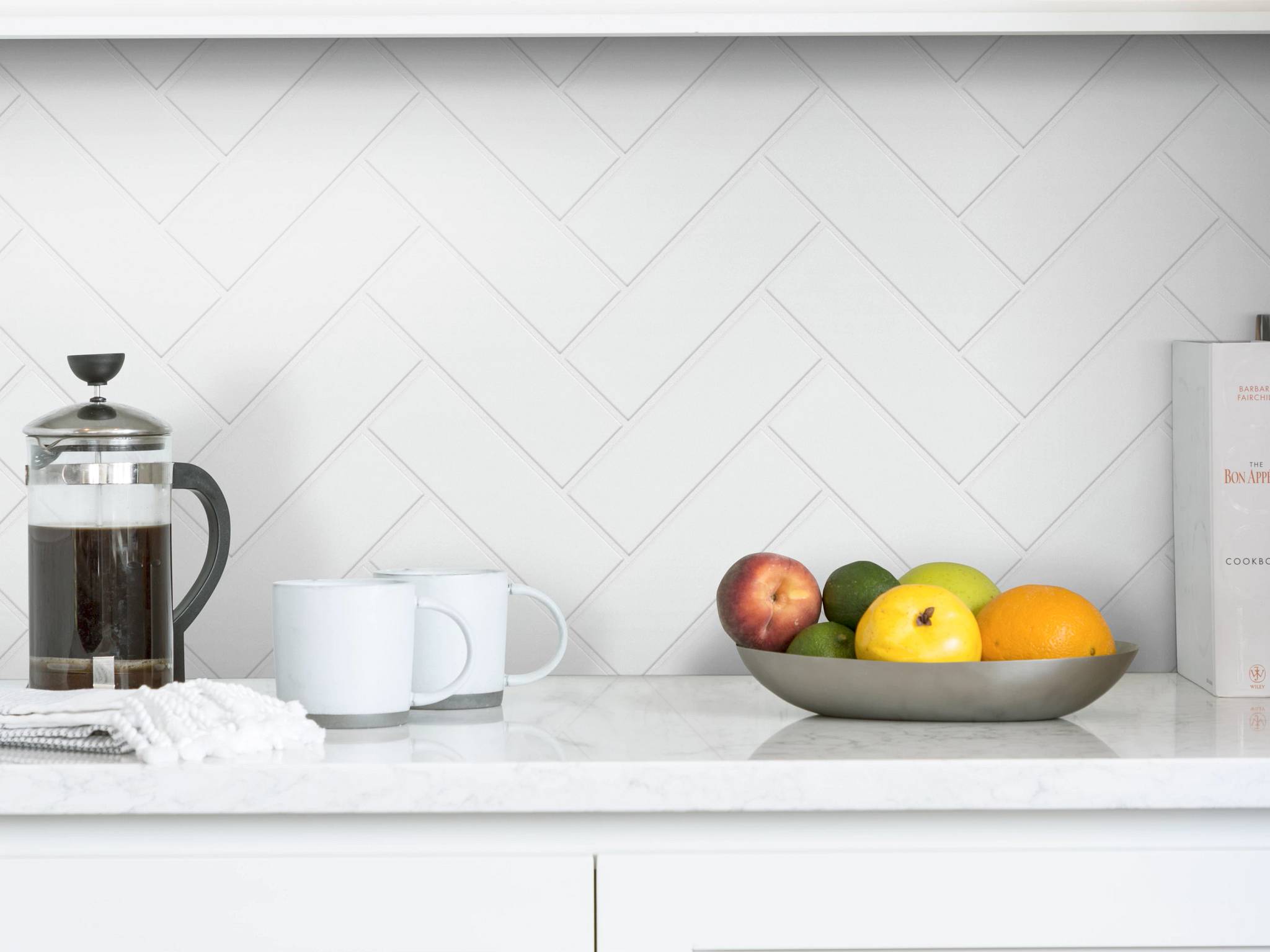 Style - Grandeur Herringbone Matte,  Color - WHITE - Room Scene