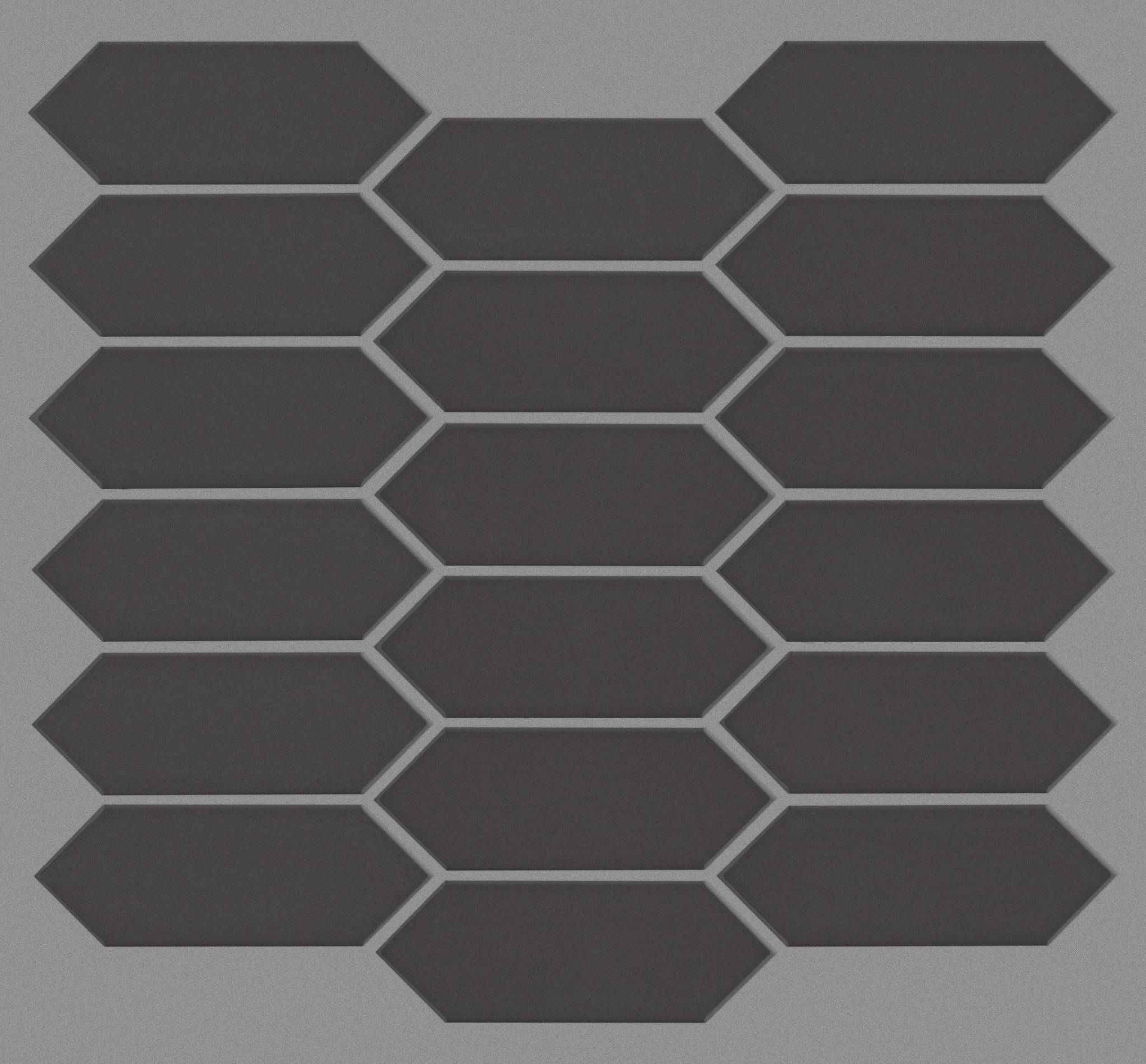 Style Grandeur Picket Gloss Tile & Stone - Carbon Swatch