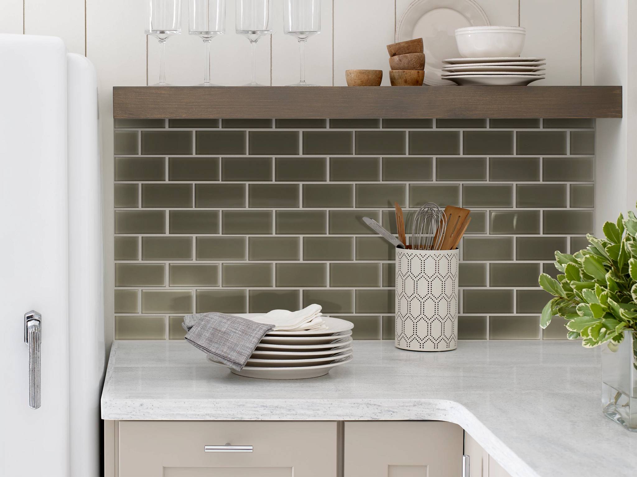 Style - Ascendant 2x4 Mosaic,  Color - SAGE - Room Scene