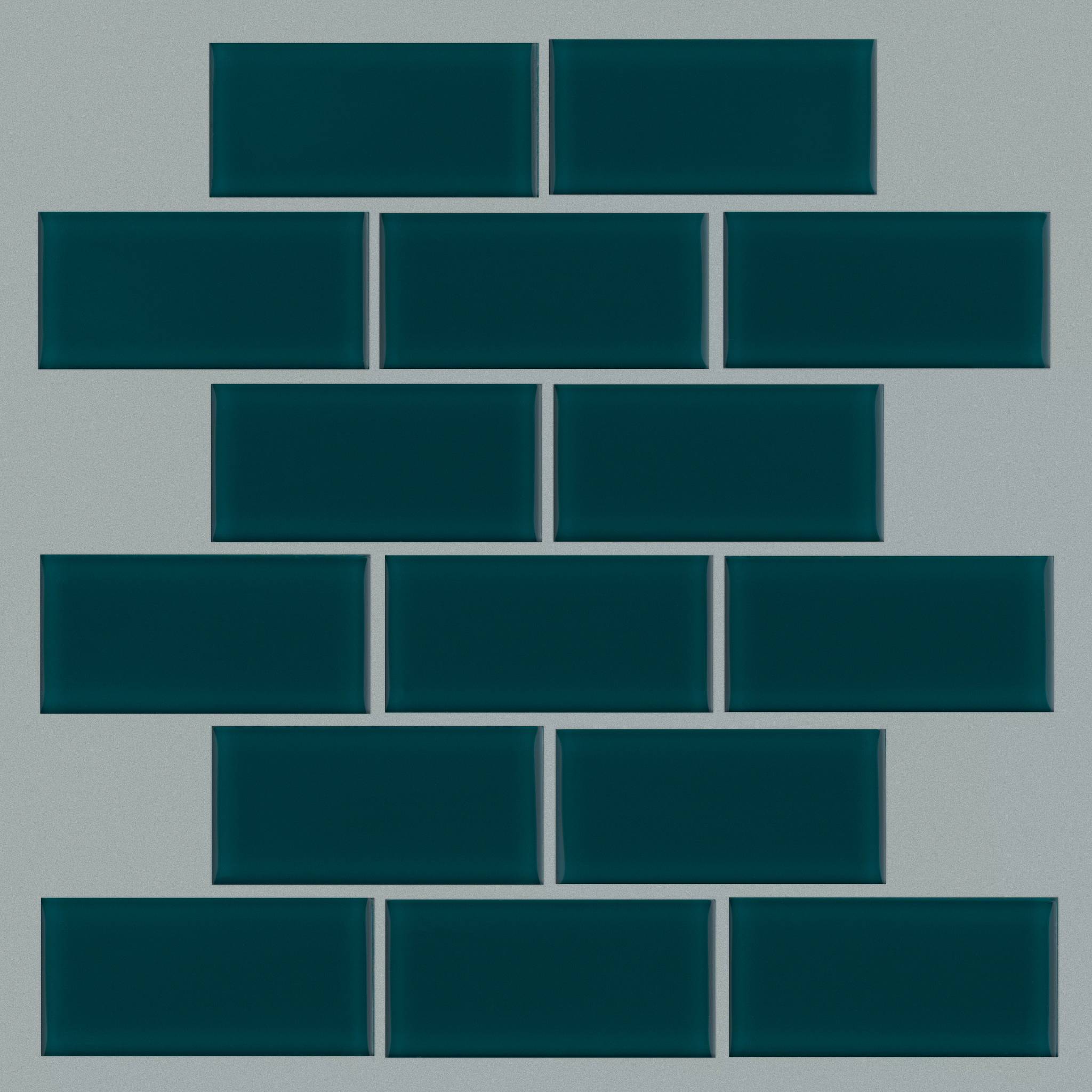 Style Ascendant 2x4 Mosaic Tile & Stone - Viridian Swatch