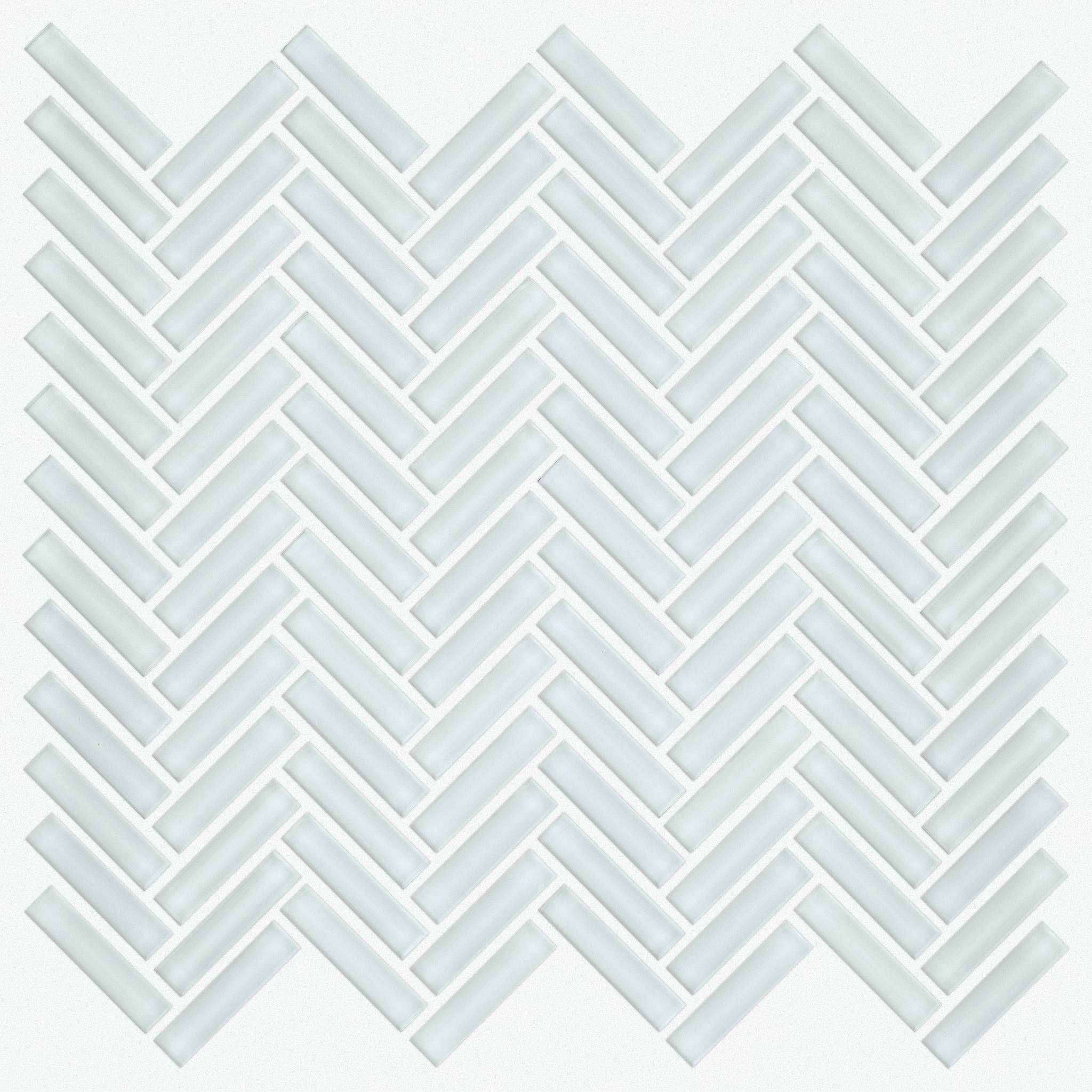 Style Ascendant Herringbone Tile & Stone - Serene White Swatch