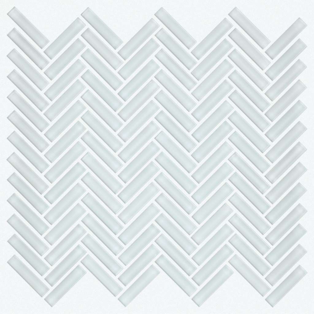 Ascendant Herringbone Tile & Stone - Serene White  Swatch Image 