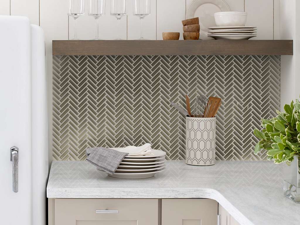 Ascendant Herringbone Tile & Stone - Sage Room Scene Image