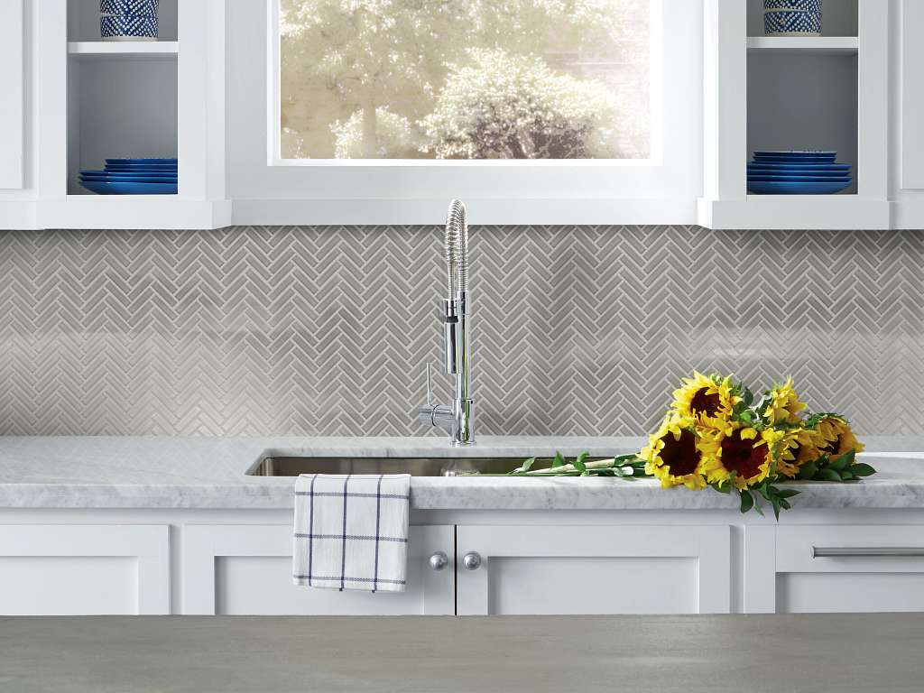 Ascendant Herringbone Tile & Stone - Refined Grey Room Scene Image