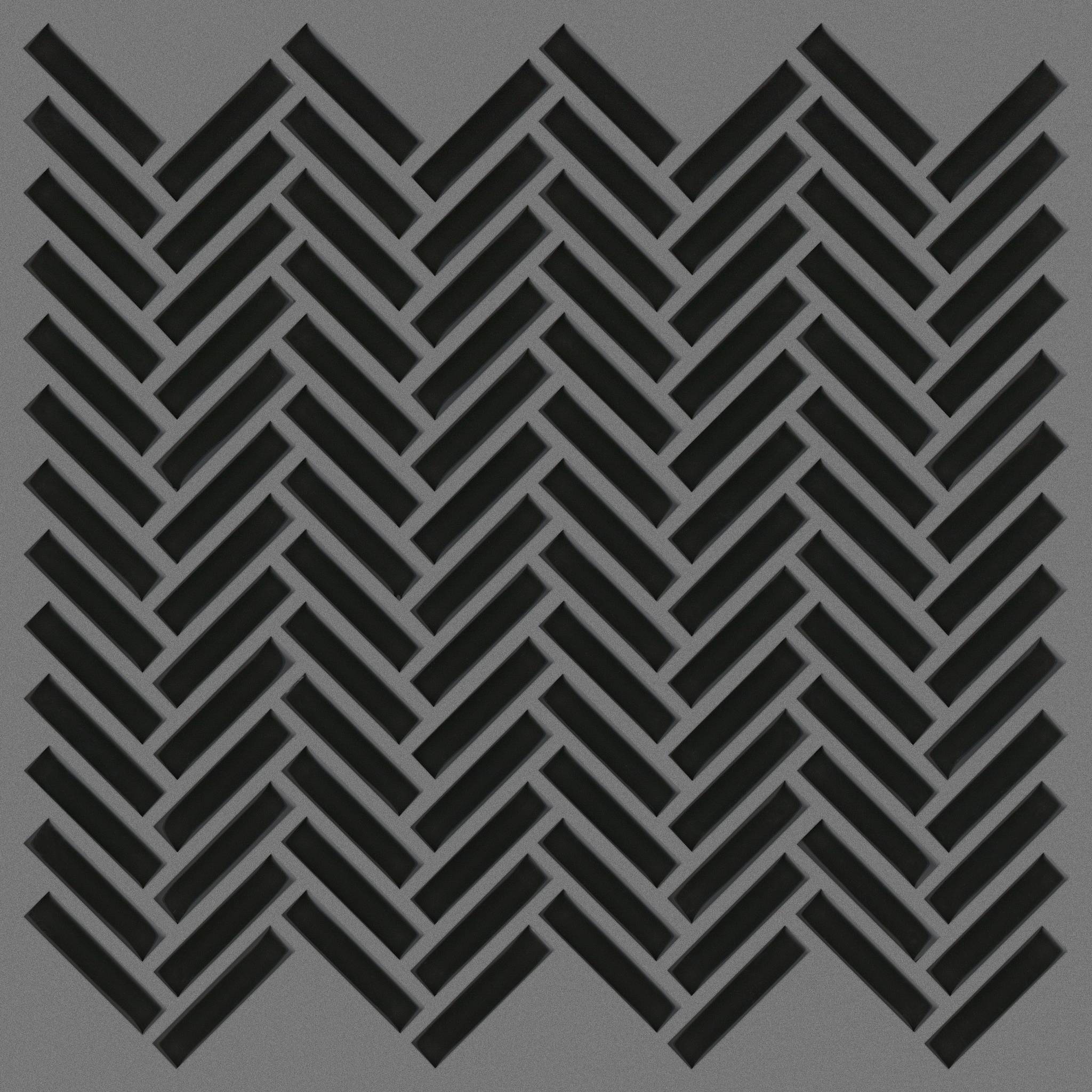 Style Ascendant Herringbone Tile & Stone - Abyss Swatch