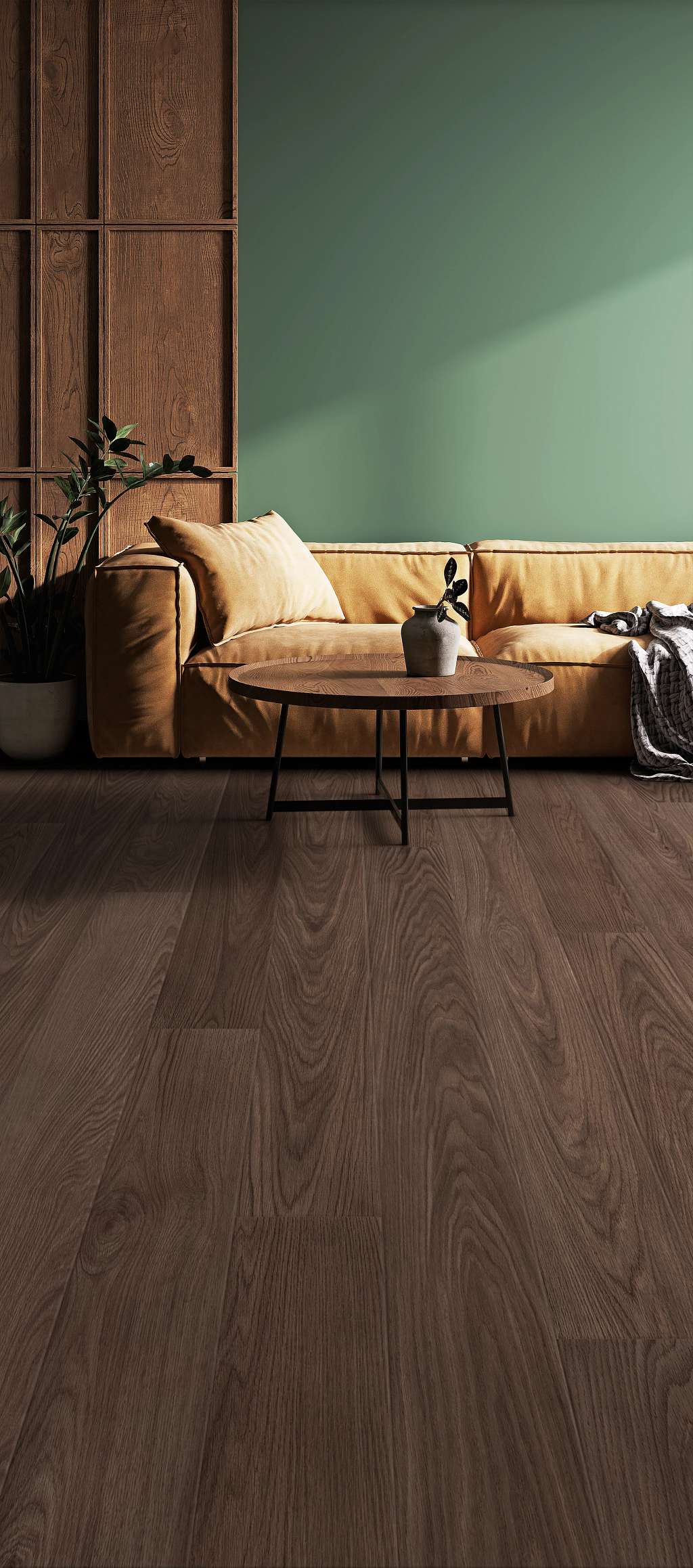 Lakehouse Luxe Vinyl - Deep Saddle Walnut Room Scene Image