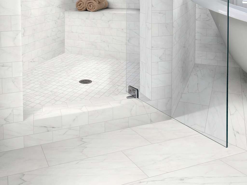 Maximus 12x12 Tile & Stone - Carrara Room Scene Image