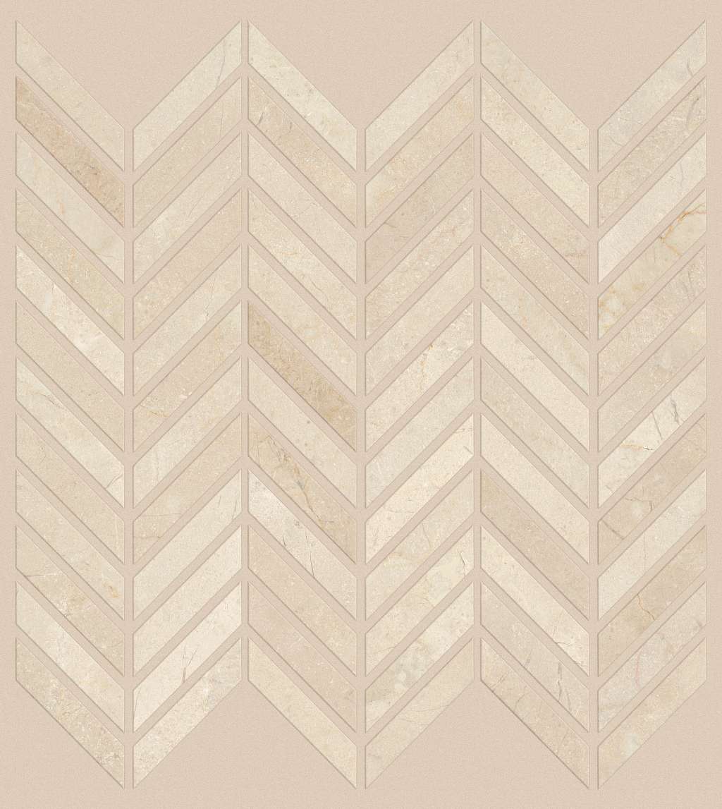 Chateau Chevron Mosaic Tile & Stone - Crema Marfil  Swatch Image 