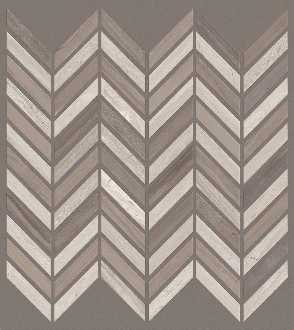 Chateau Chevron Mosaic Tile & Stone - Rockwood/urban Grey  Swatch Image 